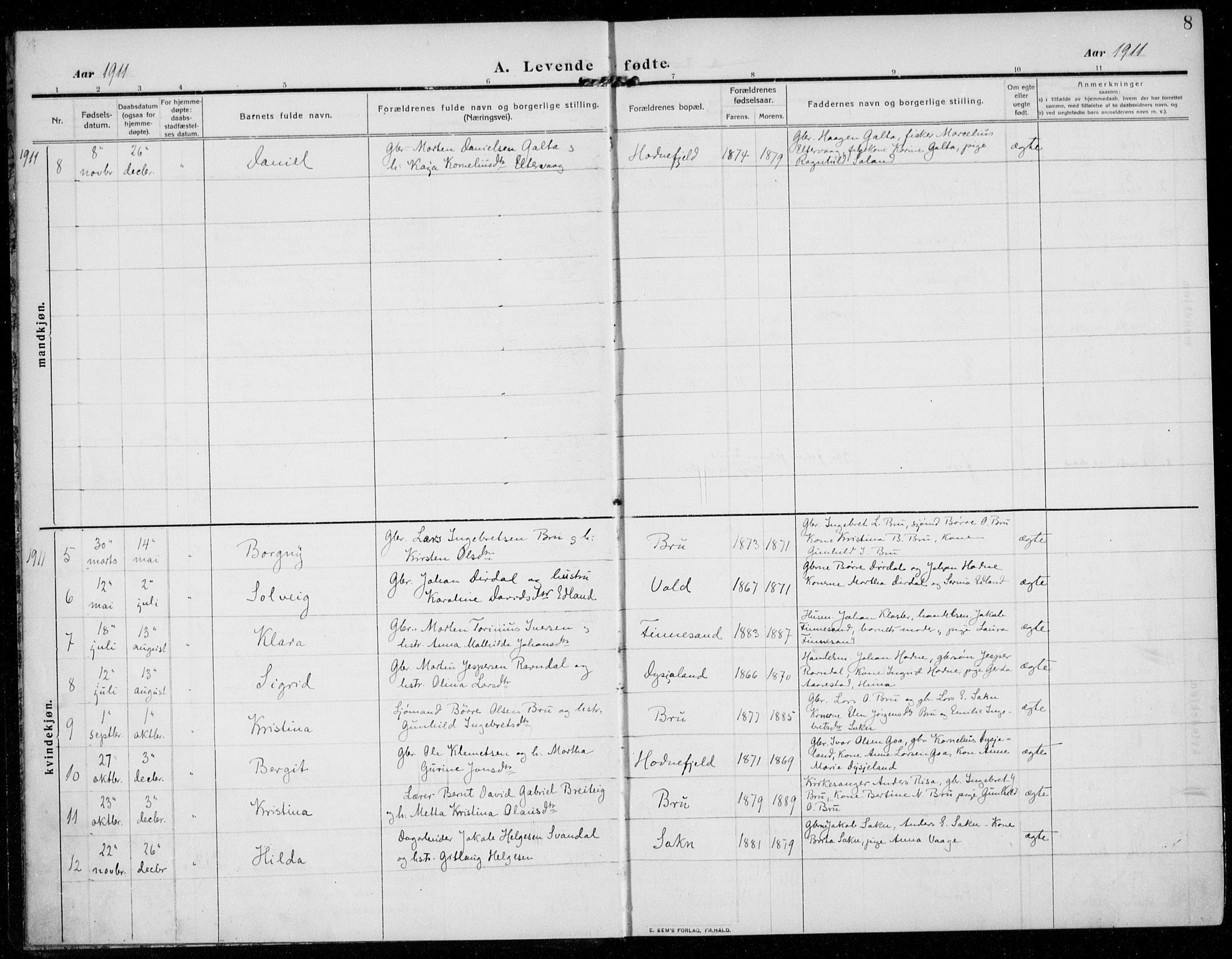 Rennesøy sokneprestkontor, SAST/A -101827/H/Ha/Haa/L0017: Parish register (official) no. A 17, 1908-1926, p. 8