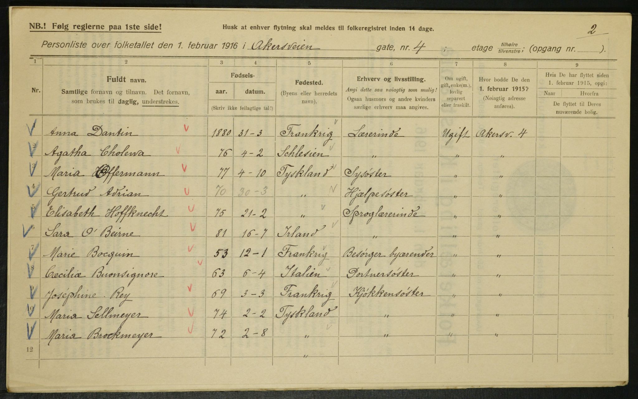 OBA, Municipal Census 1916 for Kristiania, 1916, p. 760