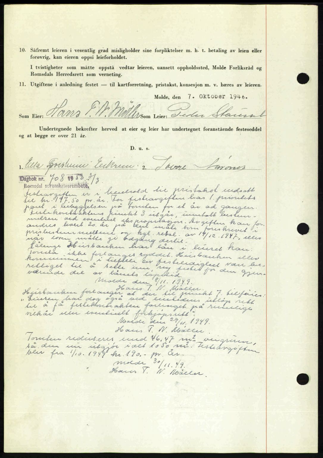 Romsdal sorenskriveri, AV/SAT-A-4149/1/2/2C: Mortgage book no. A21, 1946-1946, Diary no: : 2119/1946