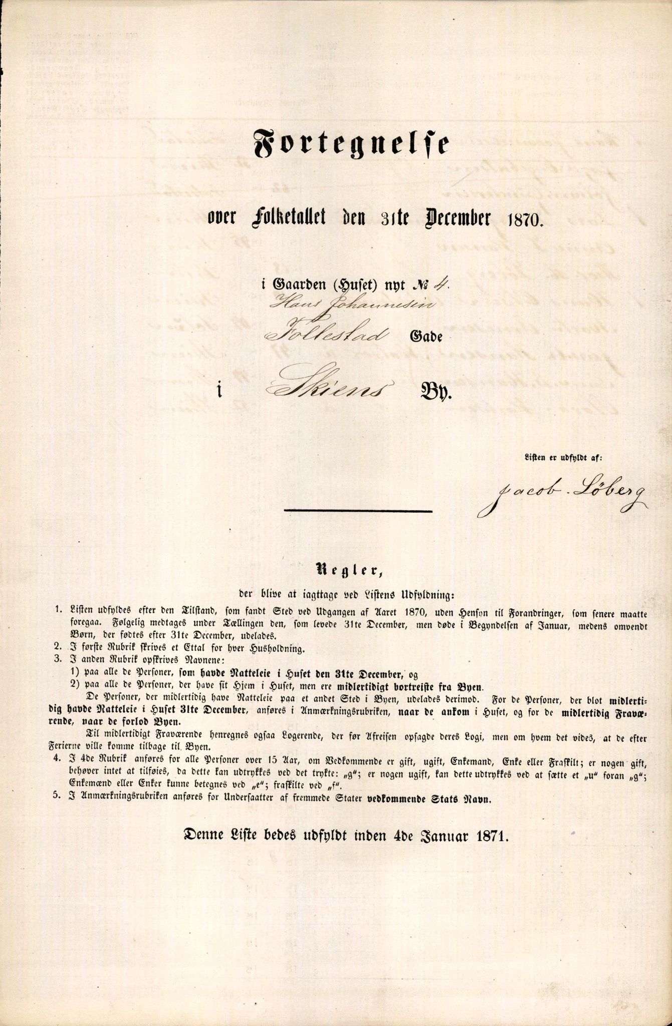 RA, 1870 census for 0806 Skien, 1870, p. 825