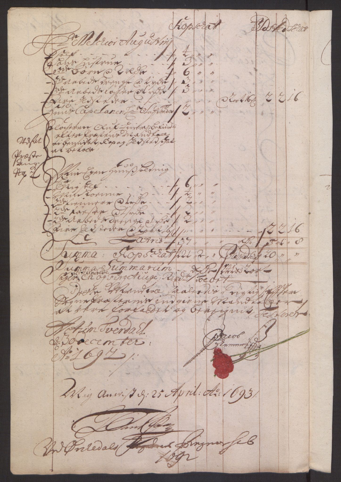 Rentekammeret inntil 1814, Reviderte regnskaper, Fogderegnskap, AV/RA-EA-4092/R58/L3937: Fogderegnskap Orkdal, 1691-1692, p. 298