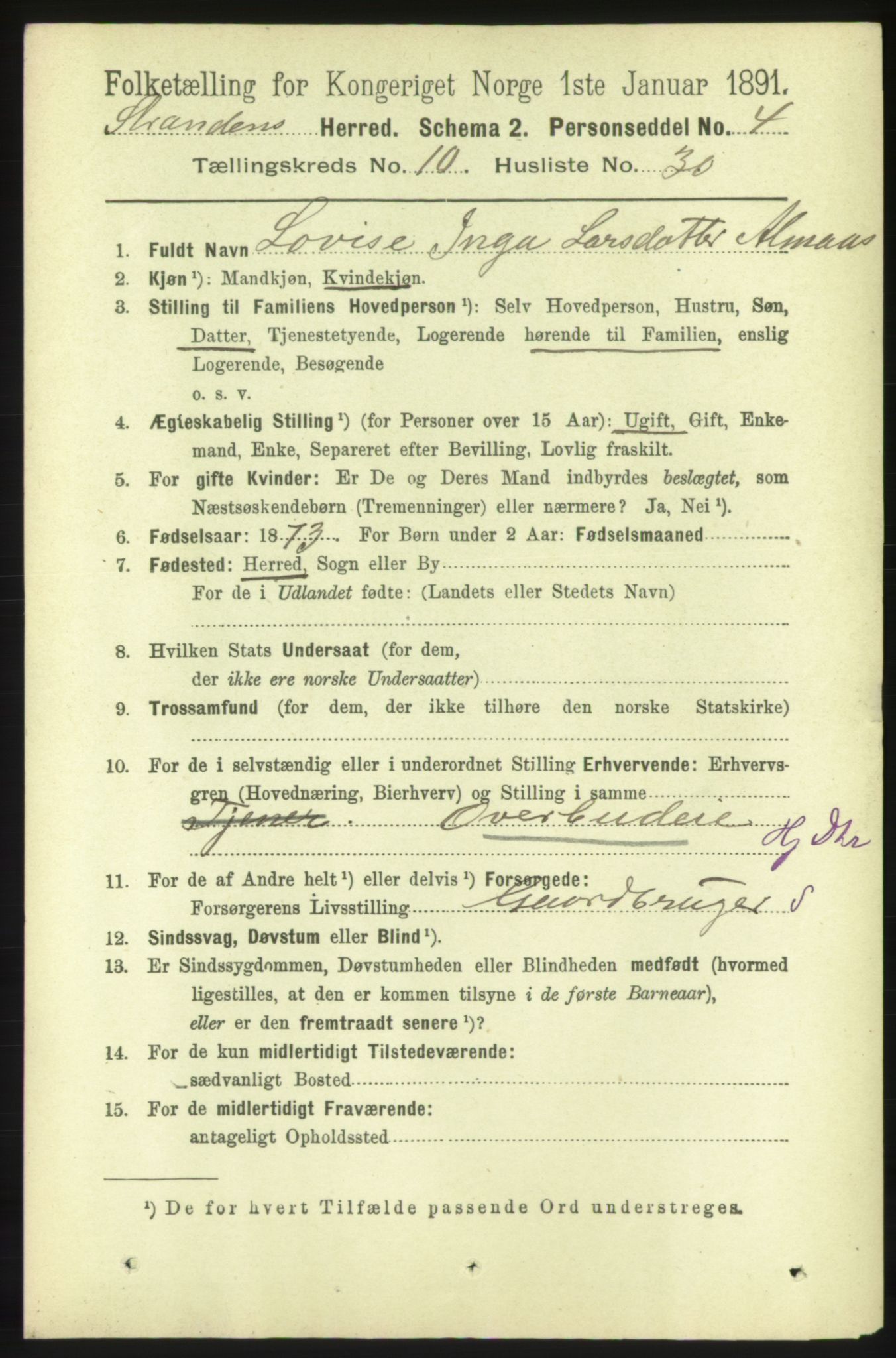 RA, 1891 census for 1525 Stranda, 1891, p. 2391