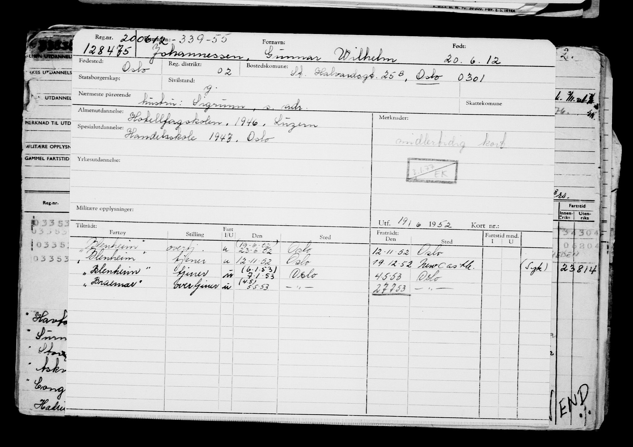 Direktoratet for sjømenn, AV/RA-S-3545/G/Gb/L0105: Hovedkort, 1912, p. 356