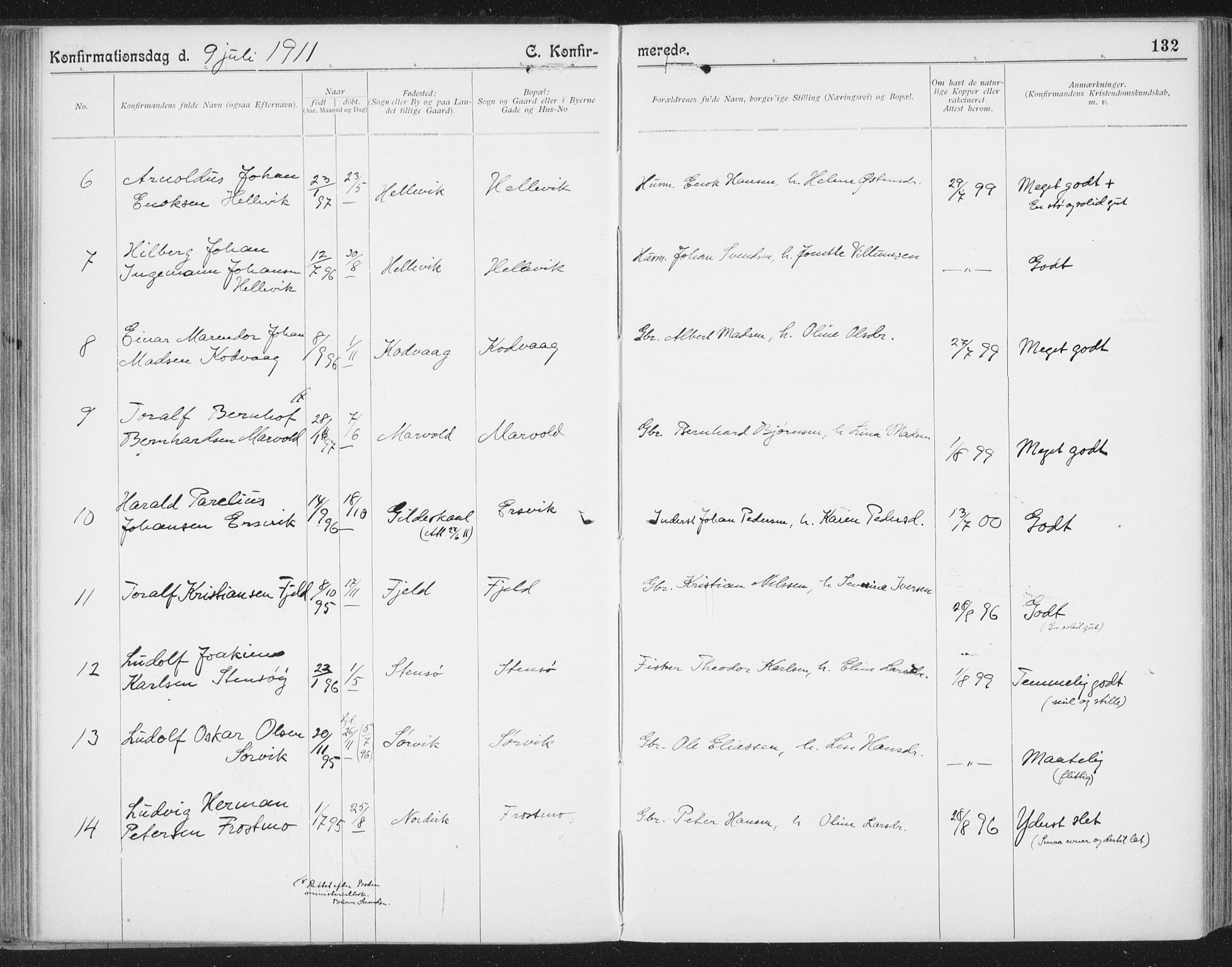 Ministerialprotokoller, klokkerbøker og fødselsregistre - Nordland, SAT/A-1459/804/L0081: Parish register (official) no. 804A02, 1901-1915, p. 132