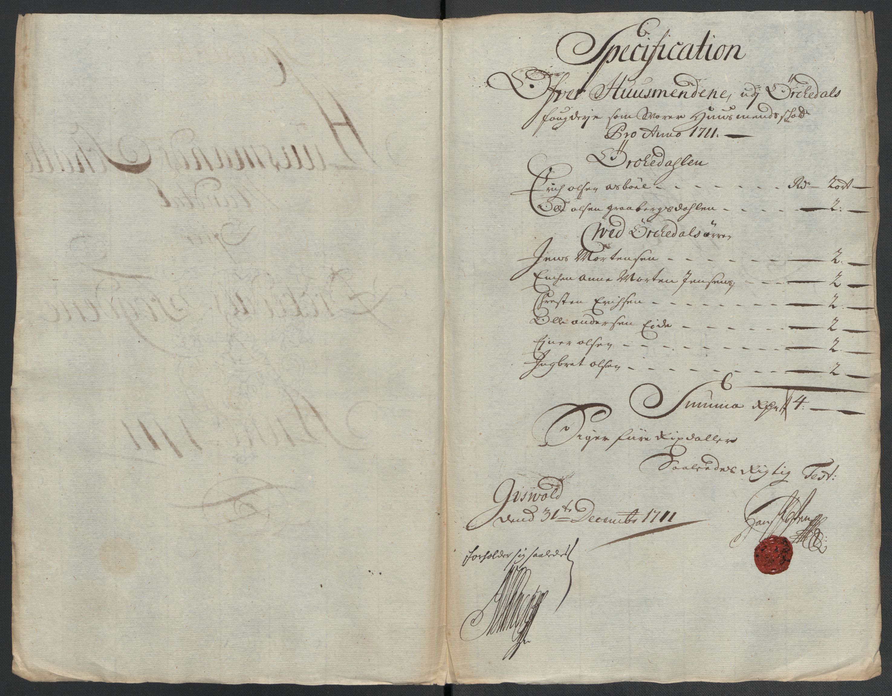Rentekammeret inntil 1814, Reviderte regnskaper, Fogderegnskap, RA/EA-4092/R60/L3961: Fogderegnskap Orkdal og Gauldal, 1711, p. 128