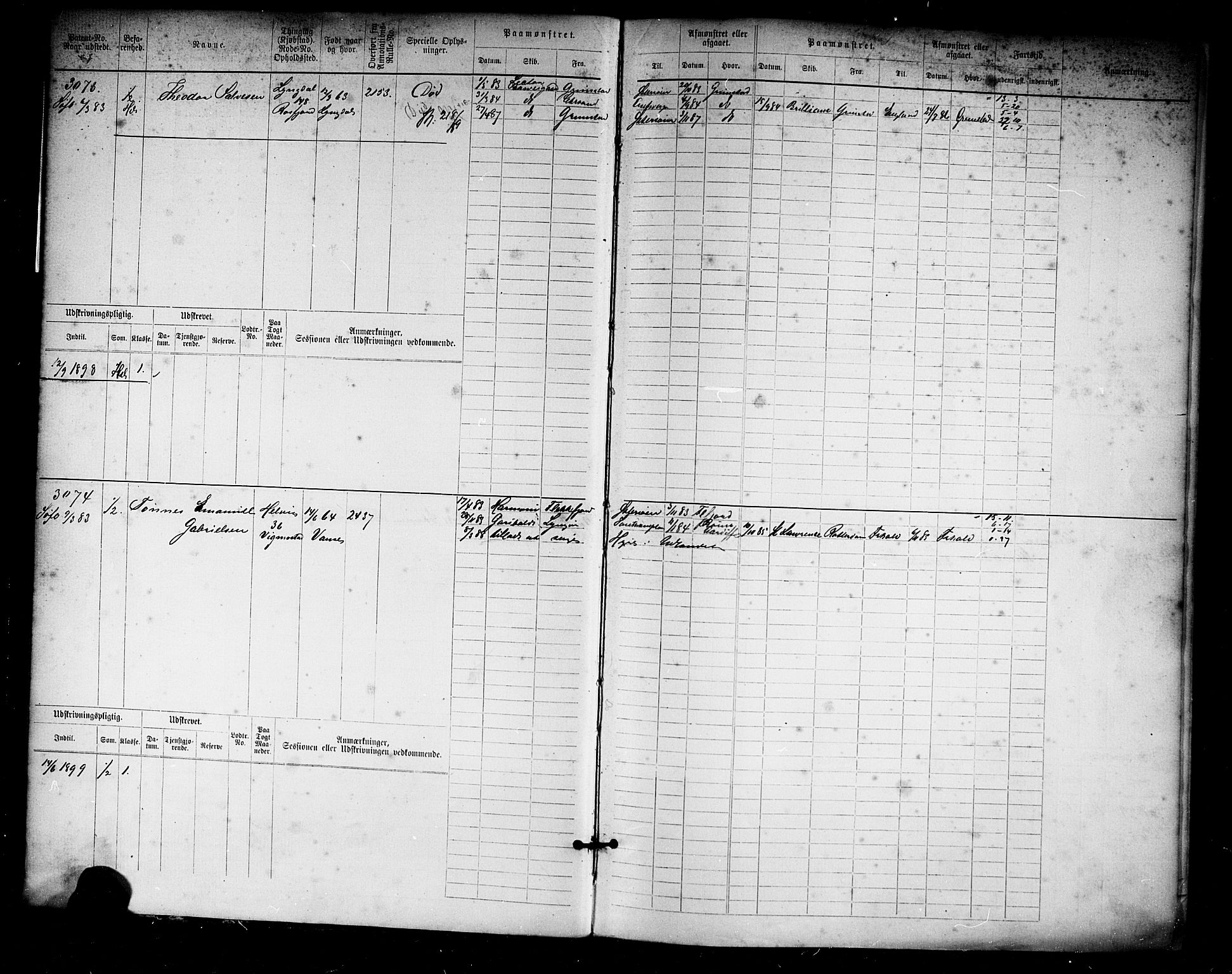 Farsund mønstringskrets, AV/SAK-2031-0017/F/Fb/L0019: Hovedrulle nr 3067-3832, Z-11, 1882-1922, p. 6
