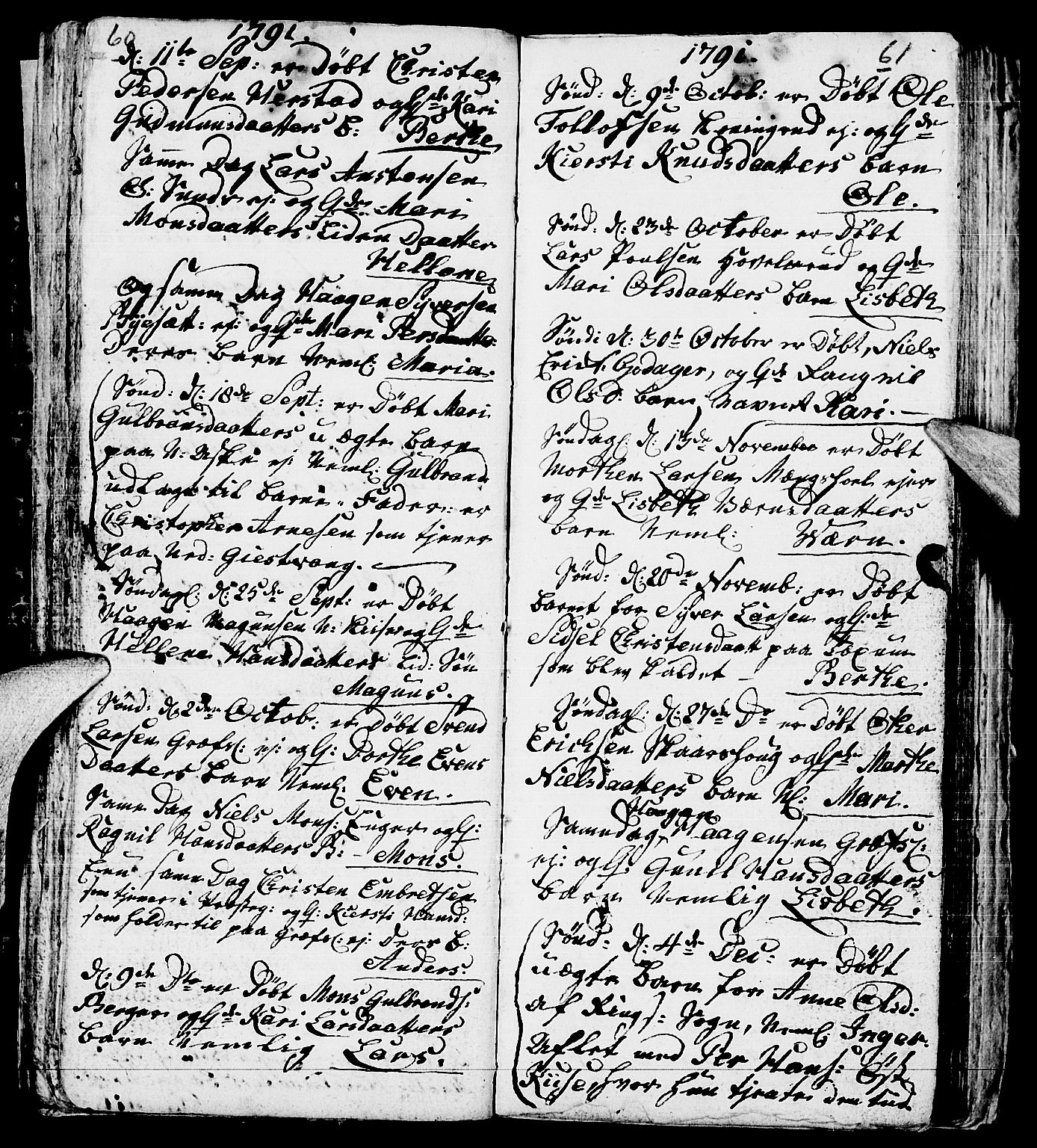 Nes prestekontor, Hedmark, AV/SAH-PREST-020/L/La/L0002: Parish register (copy) no. 2, 1785-1813, p. 60-61