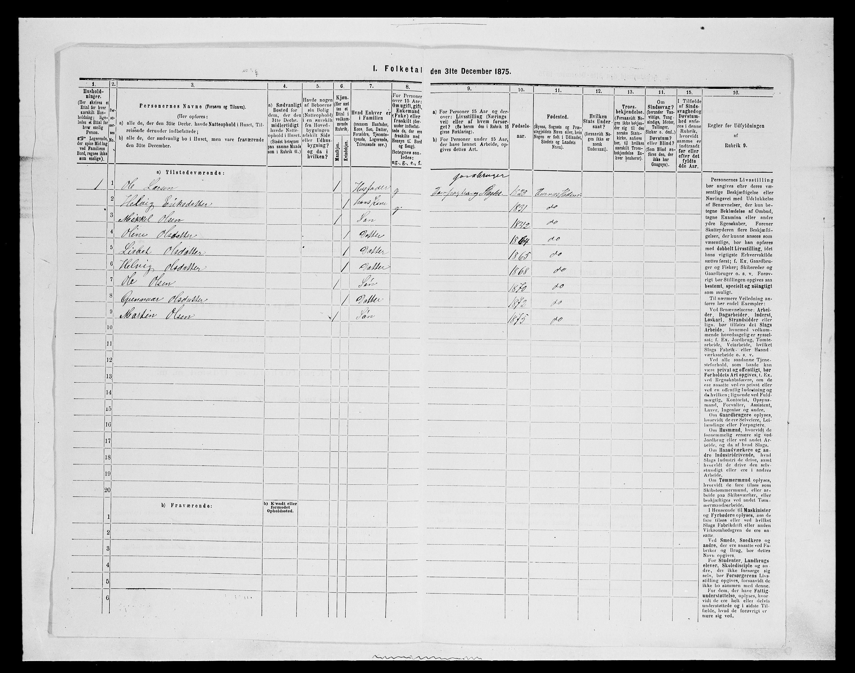 SAH, 1875 census for 0414L Vang/Vang og Furnes, 1875, p. 843