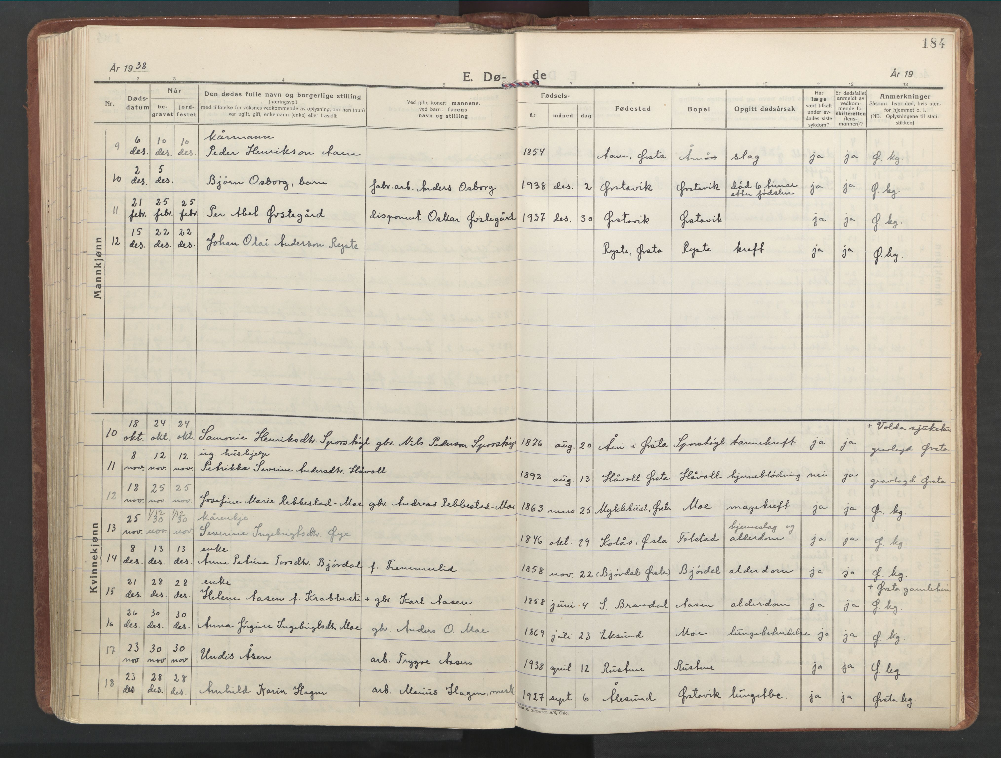Ministerialprotokoller, klokkerbøker og fødselsregistre - Møre og Romsdal, AV/SAT-A-1454/513/L0181: Parish register (official) no. 513A08, 1930-1943, p. 184