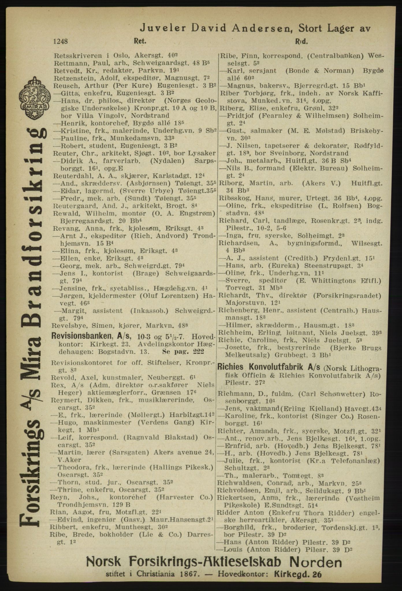 Kristiania/Oslo adressebok, PUBL/-, 1918, p. 1273