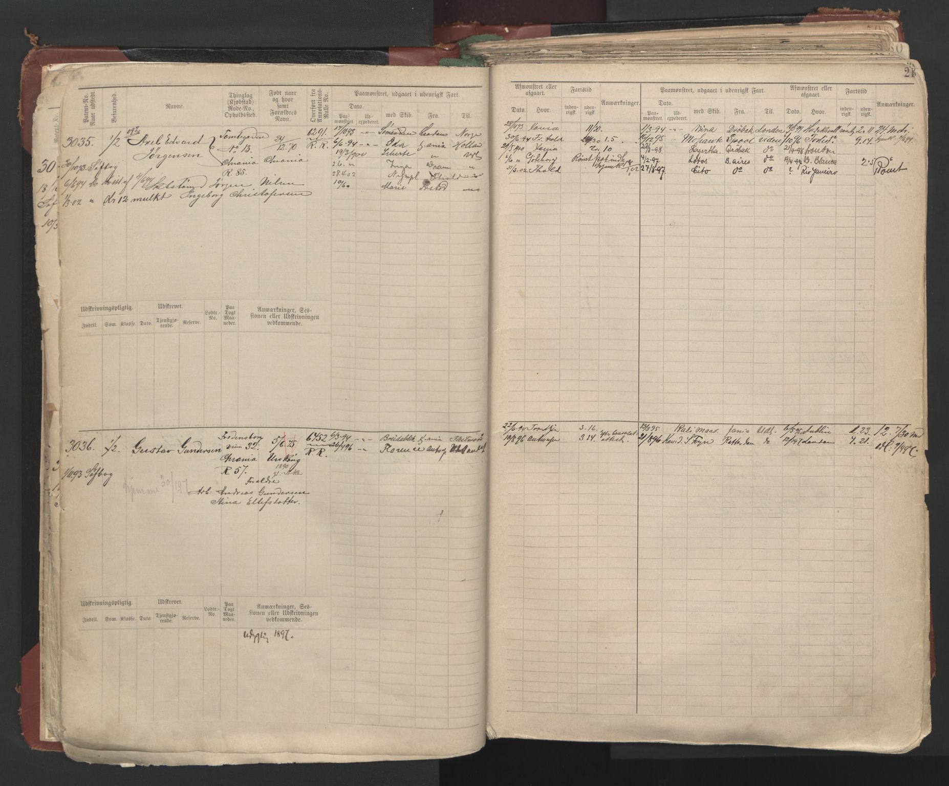 Oslo sjømannskontor, AV/SAO-A-10595/F/Fc/L0003: Hovedrulle, 1893, p. 23b-24a