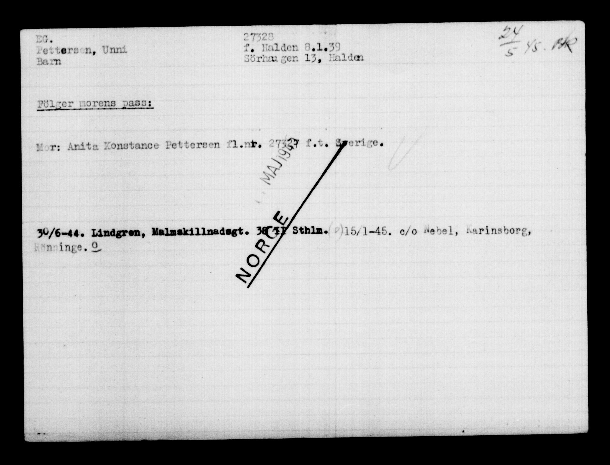 Den Kgl. Norske Legasjons Flyktningskontor, RA/S-6753/V/Va/L0011: Kjesäterkartoteket.  Flyktningenr. 25300-28349, 1940-1945, p. 2142