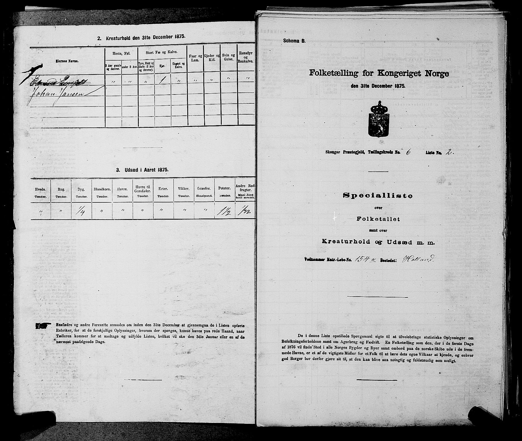 SAKO, 1875 census for 0712P Skoger, 1875, p. 834