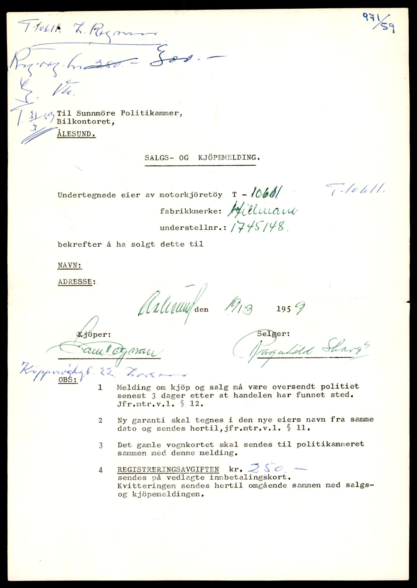 Møre og Romsdal vegkontor - Ålesund trafikkstasjon, AV/SAT-A-4099/F/Fe/L0022: Registreringskort for kjøretøy T 10584 - T 10694, 1927-1998, p. 811