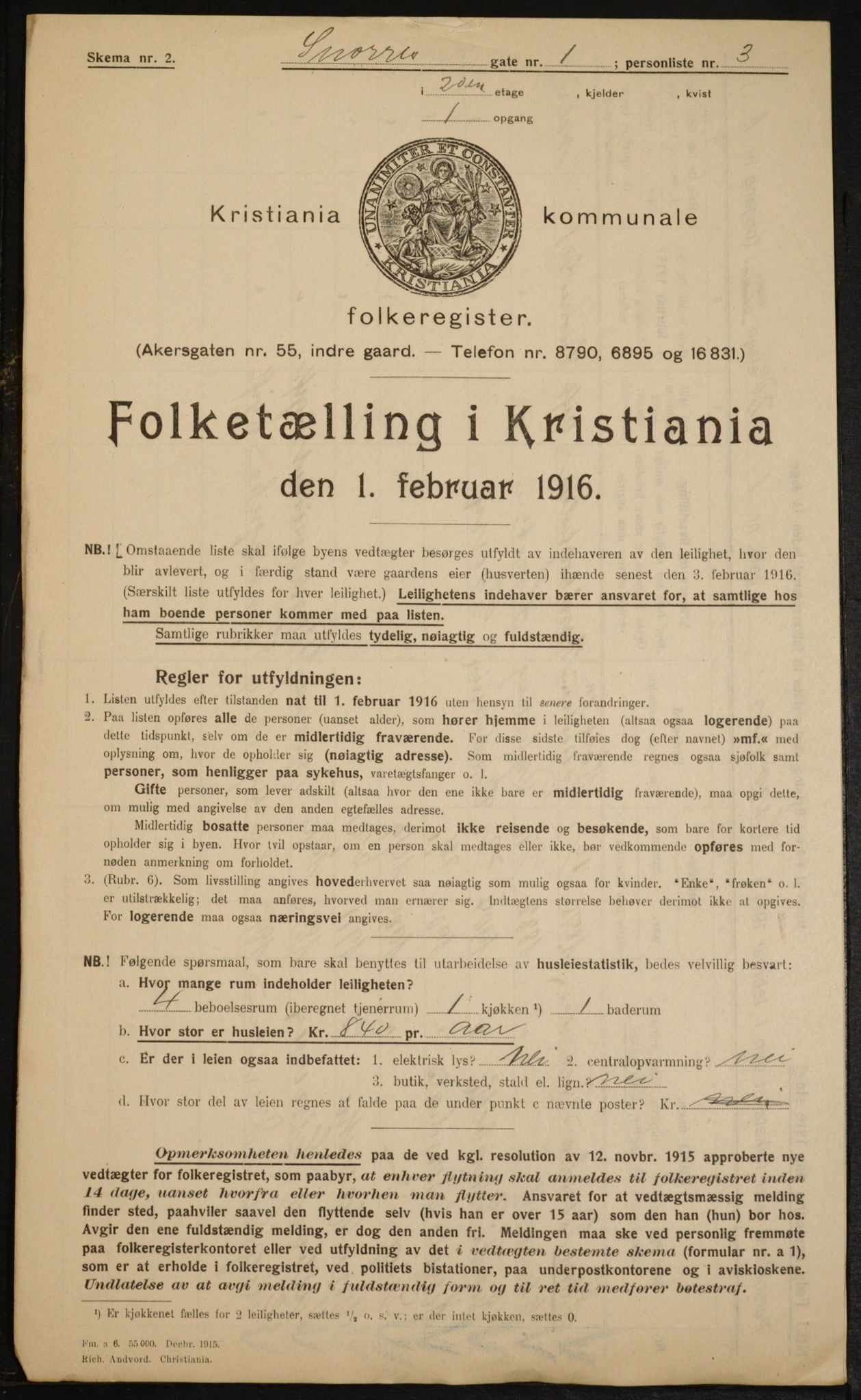 OBA, Municipal Census 1916 for Kristiania, 1916, p. 100583