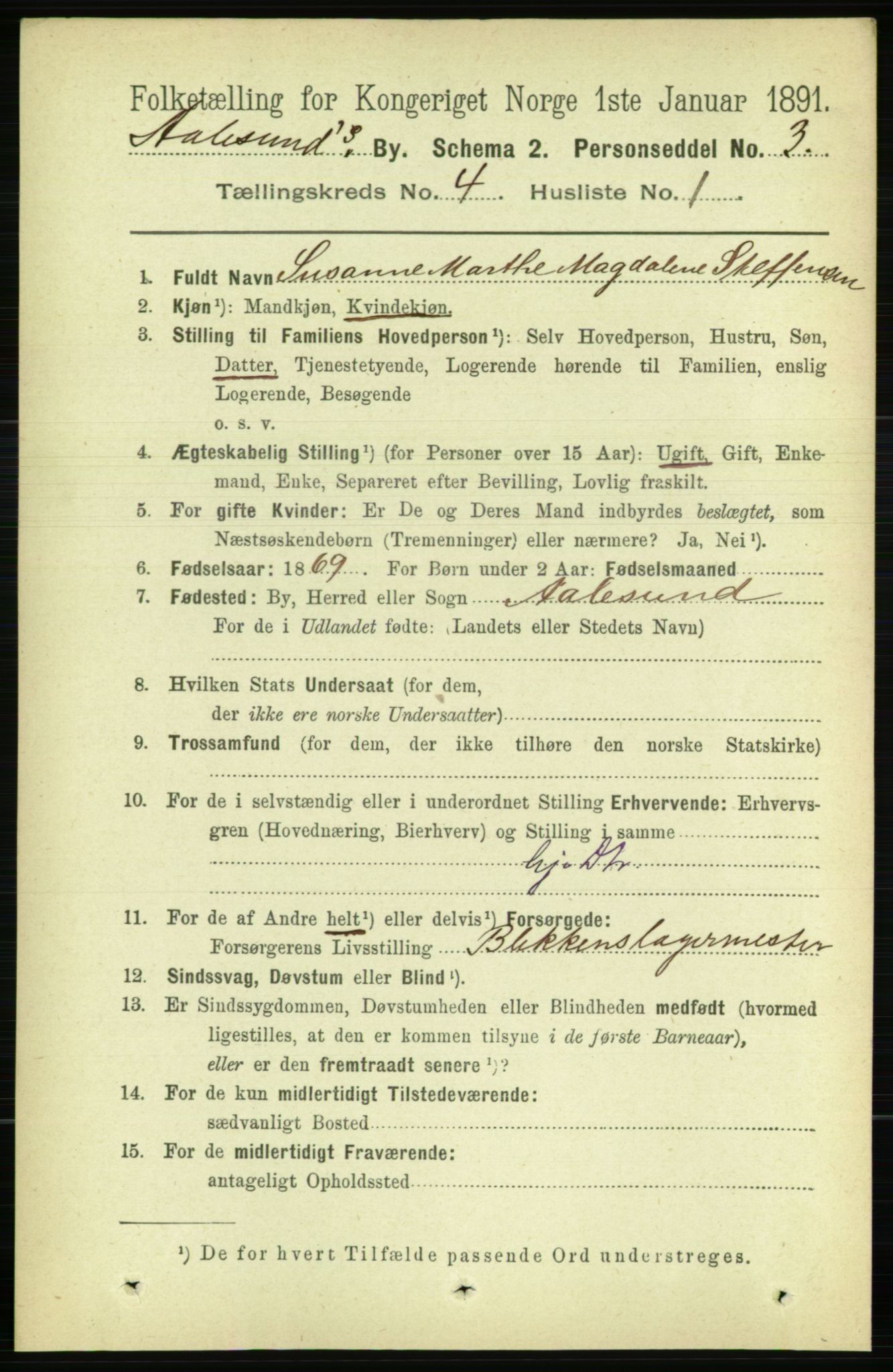 RA, 1891 census for 1501 Ålesund, 1891, p. 2824