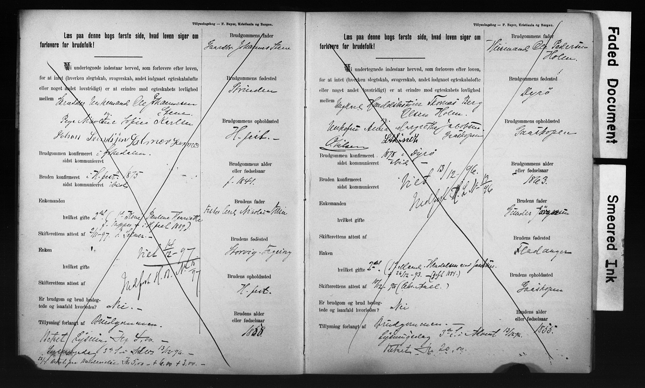 Hammerfest sokneprestkontor, AV/SATØ-S-1347/I/Ib/L0070/0004: Banns register no. 70.4, 1896-1899