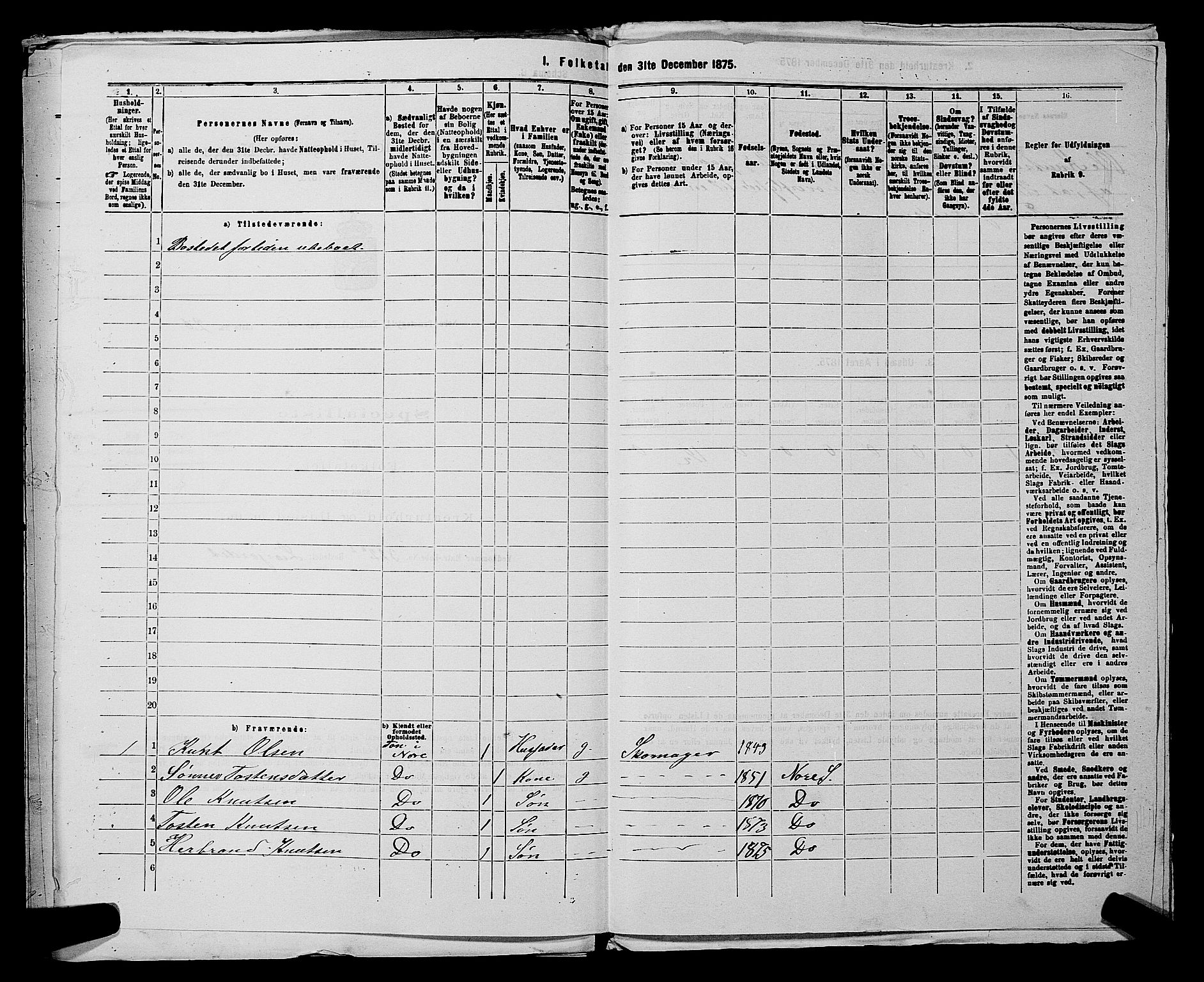 SAKO, 1875 census for 0633P Nore, 1875, p. 713