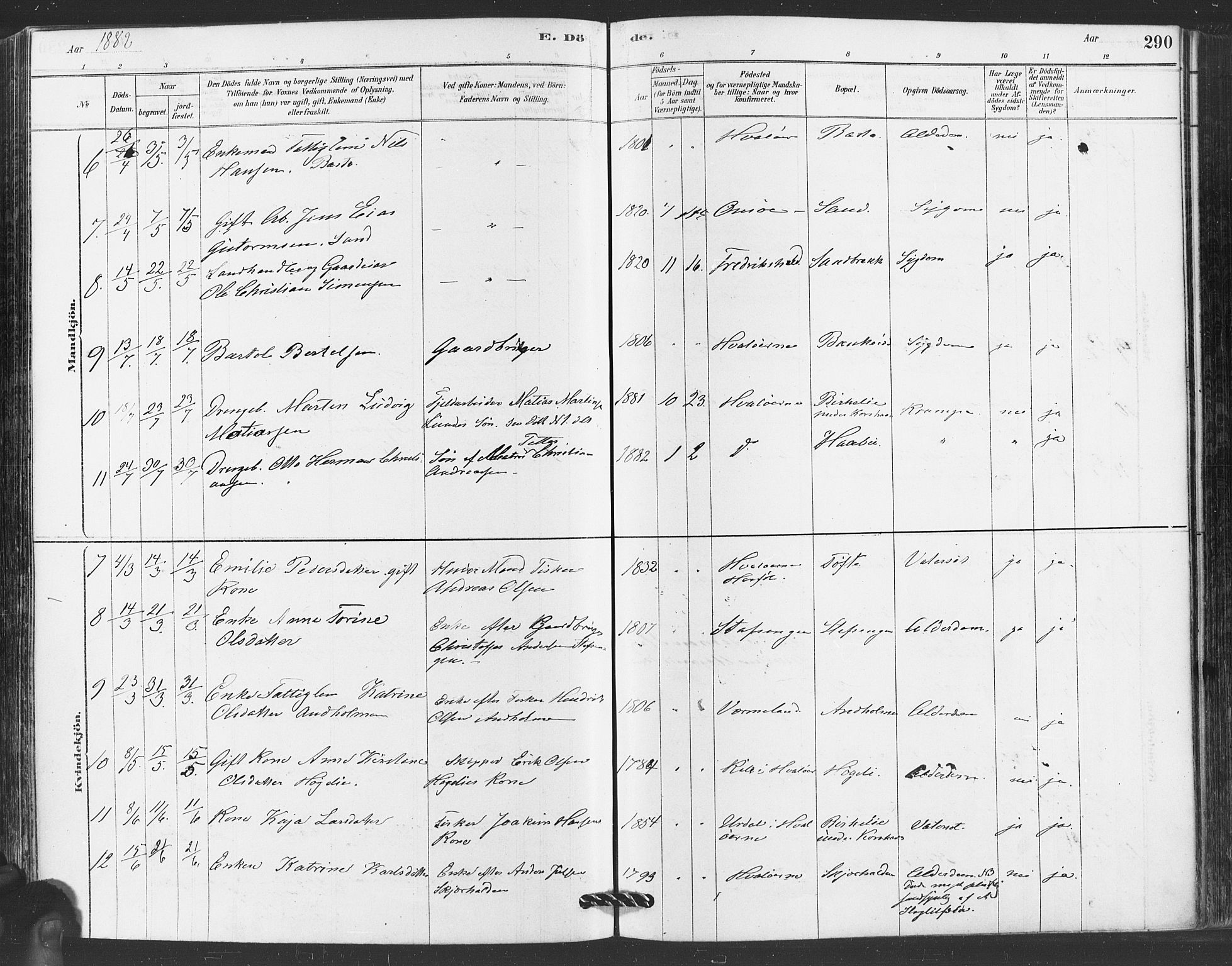 Hvaler prestekontor Kirkebøker, AV/SAO-A-2001/F/Fa/L0008: Parish register (official) no. I 8, 1878-1895, p. 290