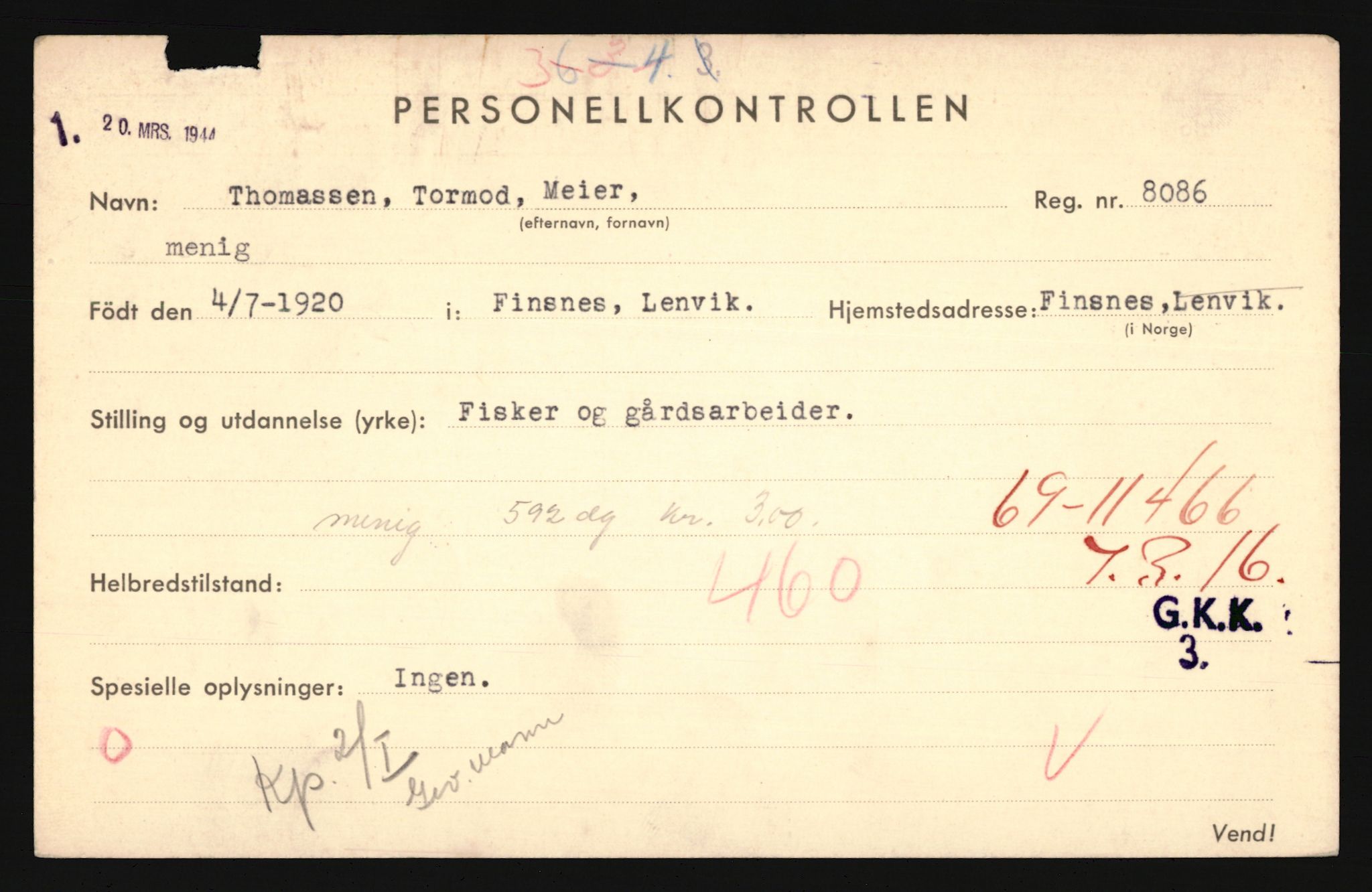 Forsvaret, Troms infanteriregiment nr. 16, AV/RA-RAFA-3146/P/Pa/L0024/0002: Rulleblad / Rulleblad for regimentets menige mannskaper, årsklasse 1941, 1941, p. 494