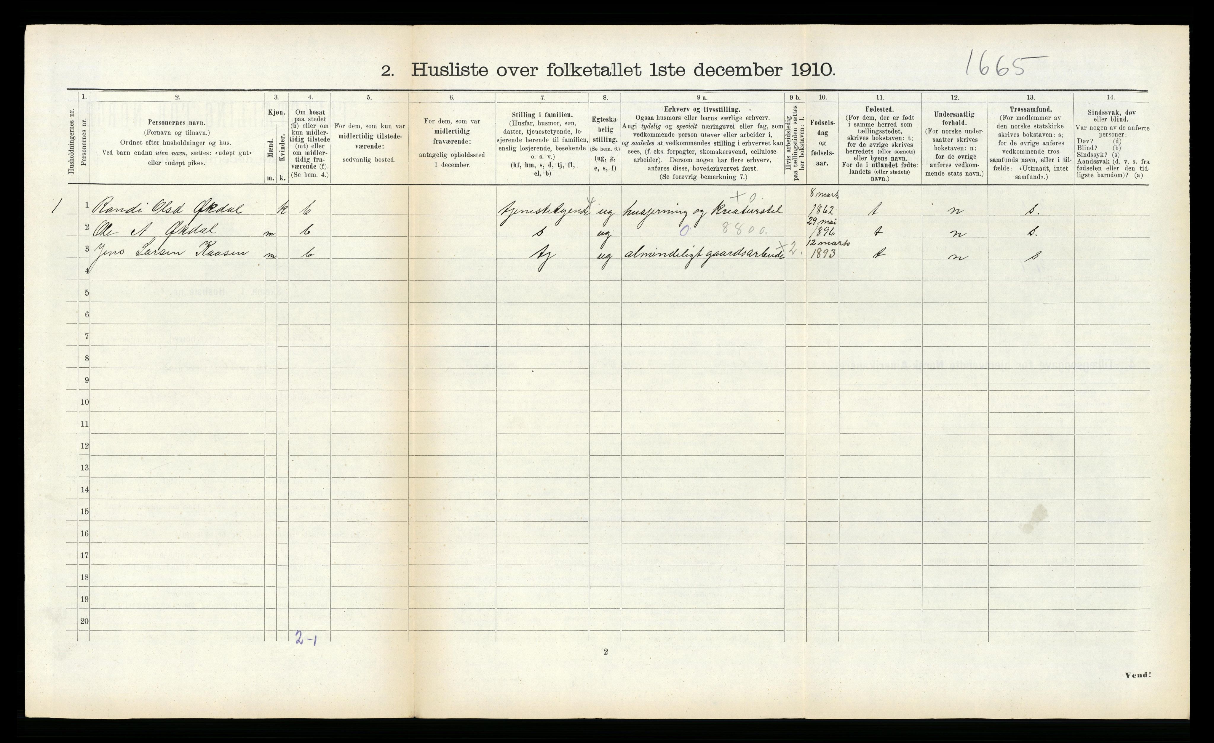 RA, 1910 census for Soknedal, 1910, p. 540