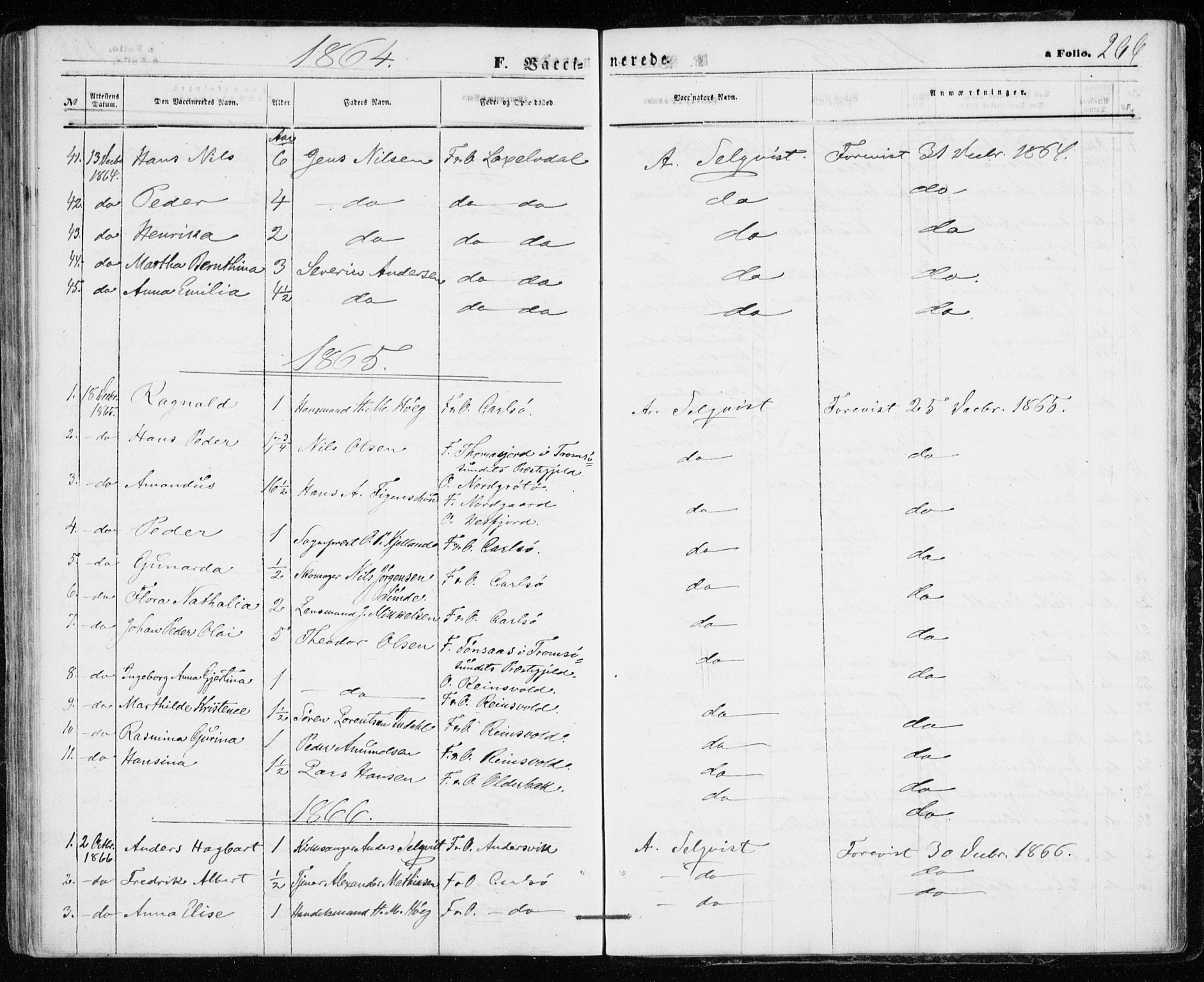 Karlsøy sokneprestembete, SATØ/S-1299/H/Ha/Haa/L0004kirke: Parish register (official) no. 4, 1861-1871, p. 266