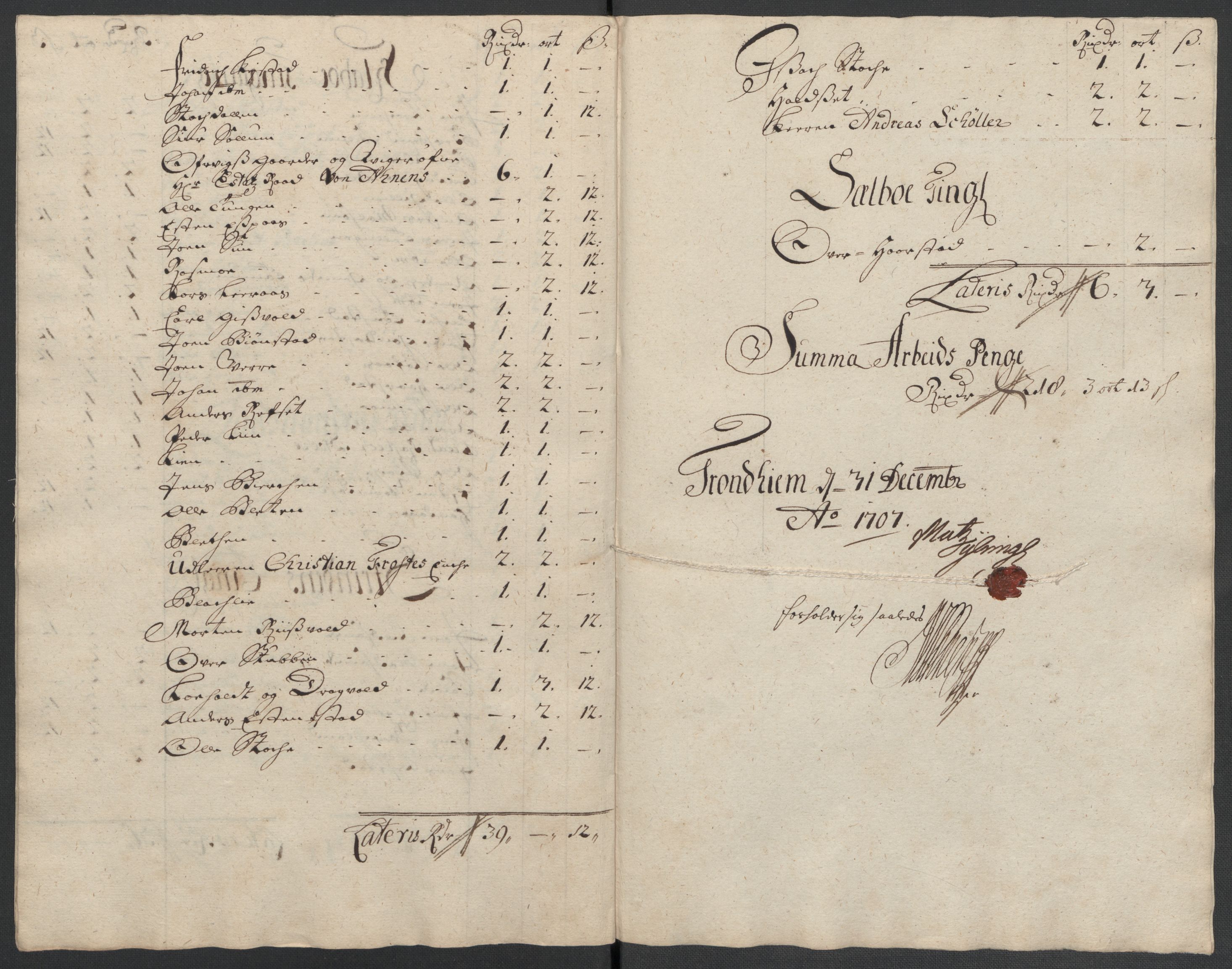 Rentekammeret inntil 1814, Reviderte regnskaper, Fogderegnskap, AV/RA-EA-4092/R61/L4110: Fogderegnskap Strinda og Selbu, 1707-1708, p. 132