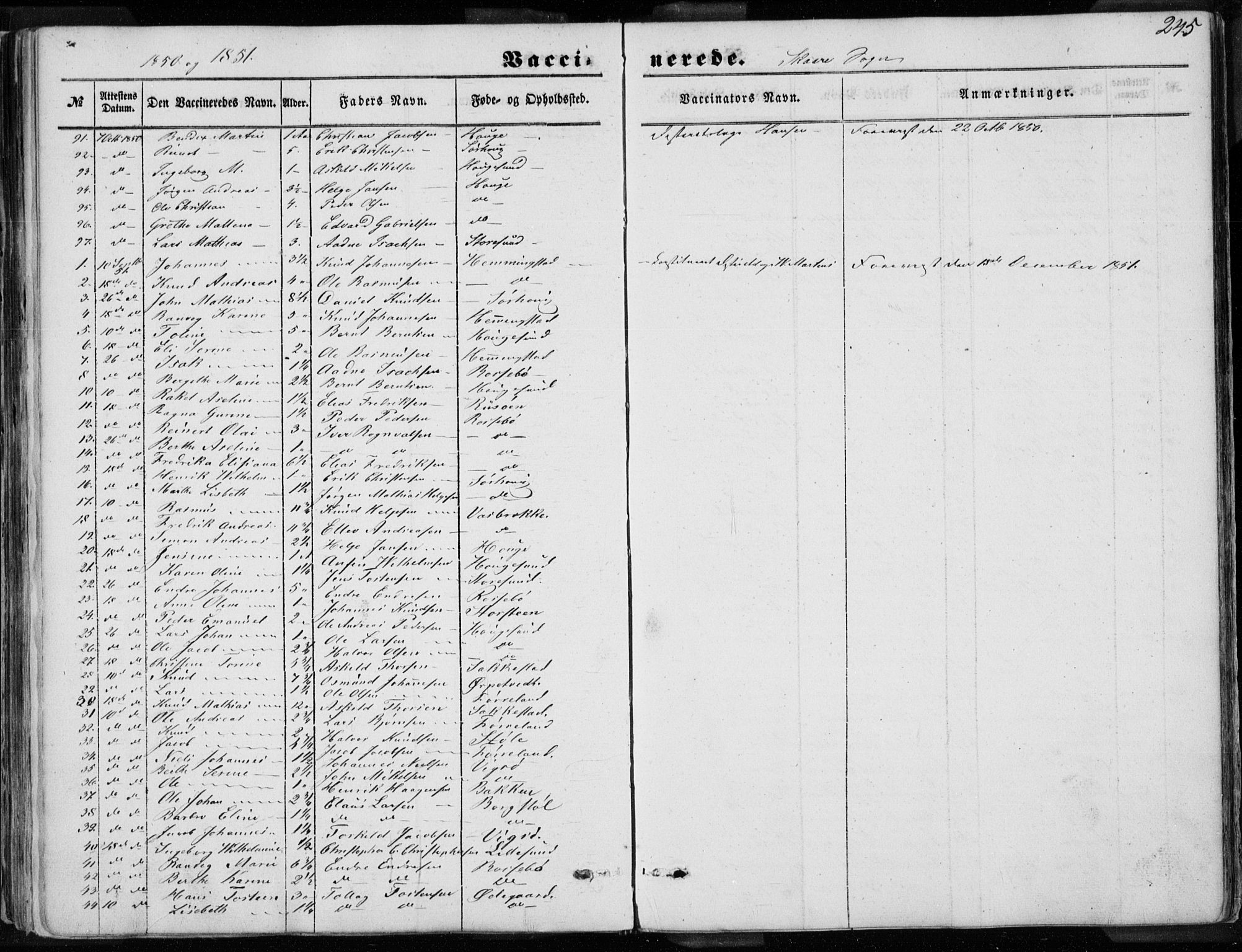 Torvastad sokneprestkontor, AV/SAST-A -101857/H/Ha/Haa/L0009: Parish register (official) no. A 9, 1847-1856, p. 245