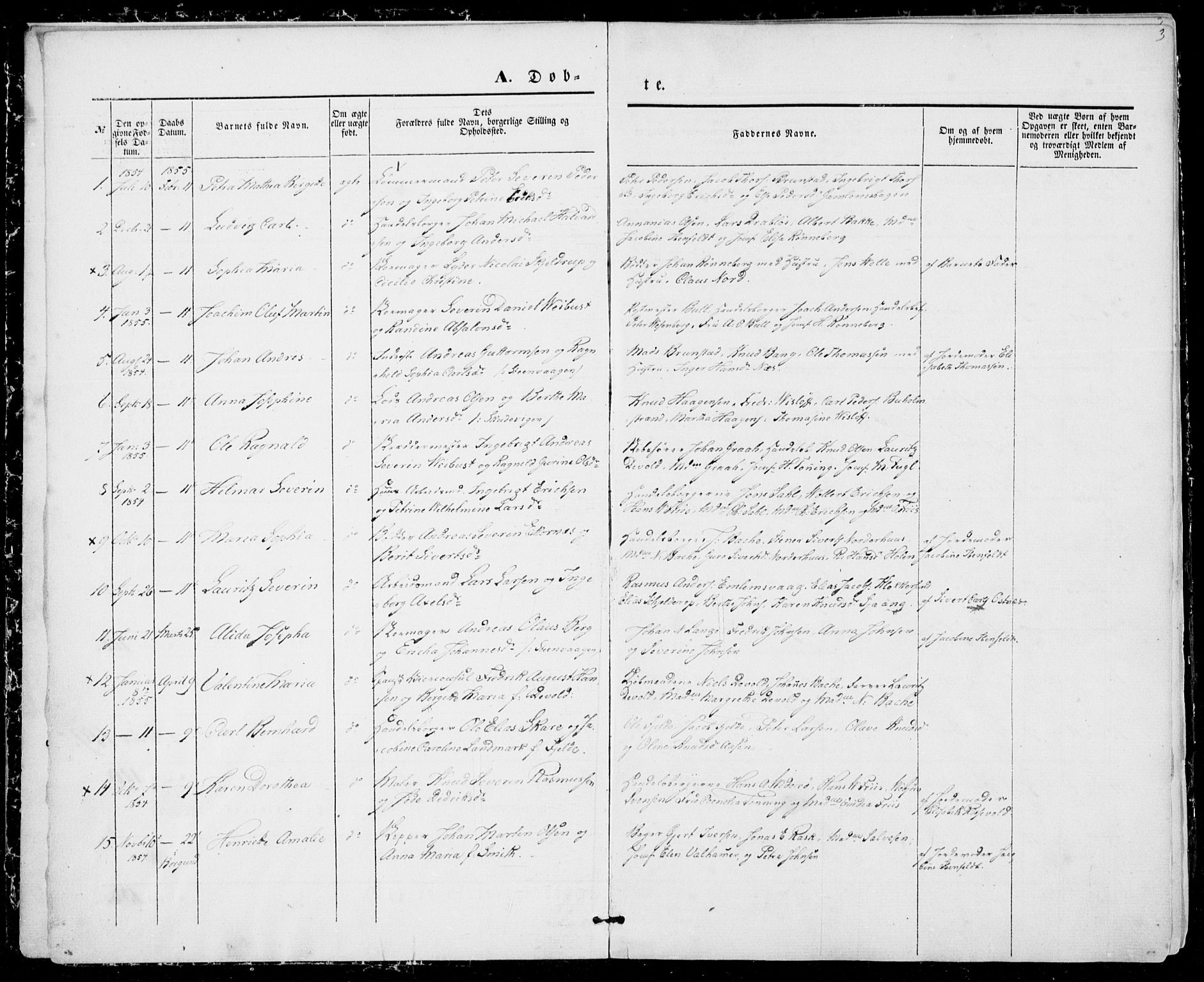 Ministerialprotokoller, klokkerbøker og fødselsregistre - Møre og Romsdal, SAT/A-1454/529/L0451: Parish register (official) no. 529A01, 1855-1863, p. 3
