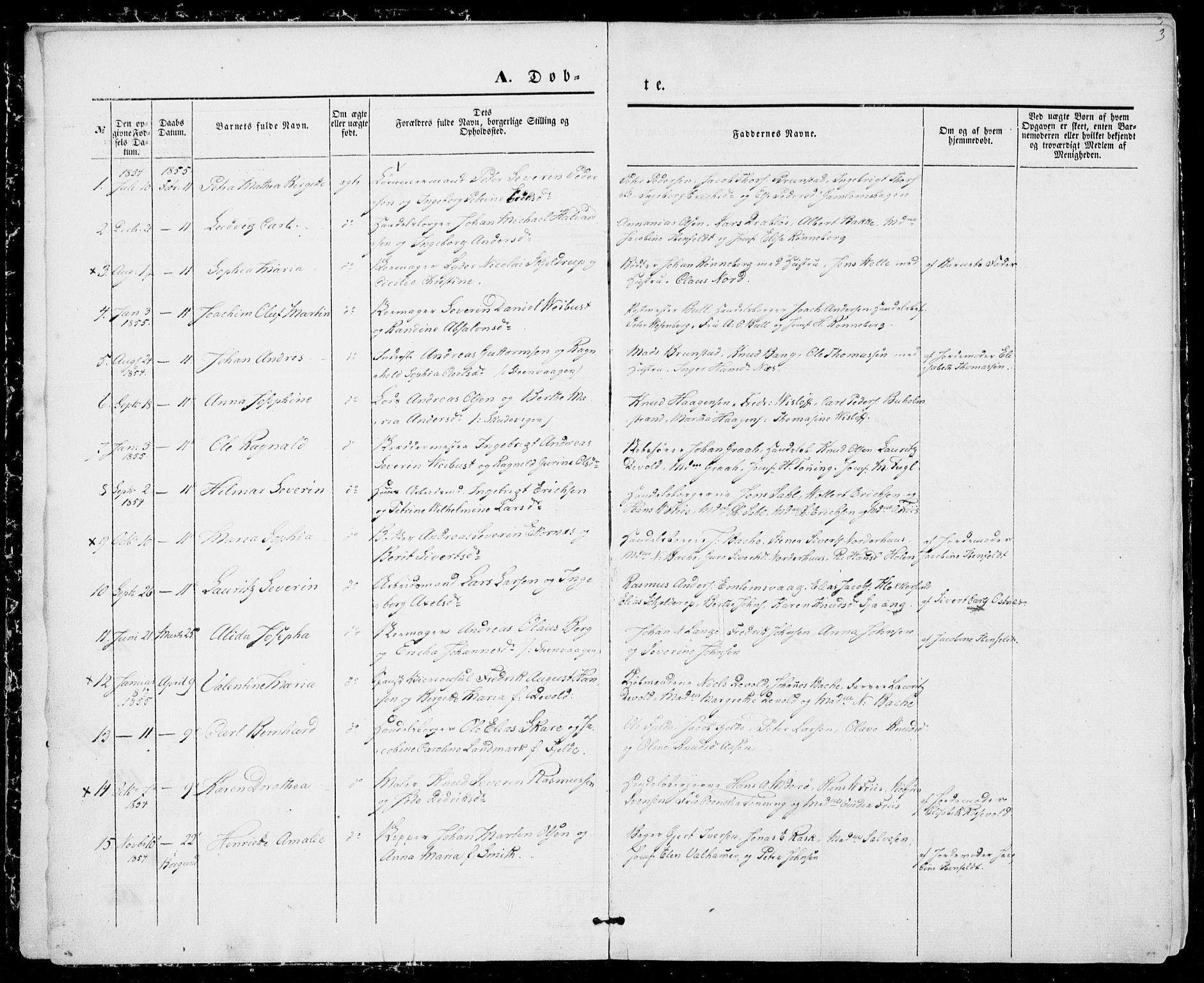 Ministerialprotokoller, klokkerbøker og fødselsregistre - Møre og Romsdal, AV/SAT-A-1454/529/L0451: Parish register (official) no. 529A01, 1855-1863, p. 3