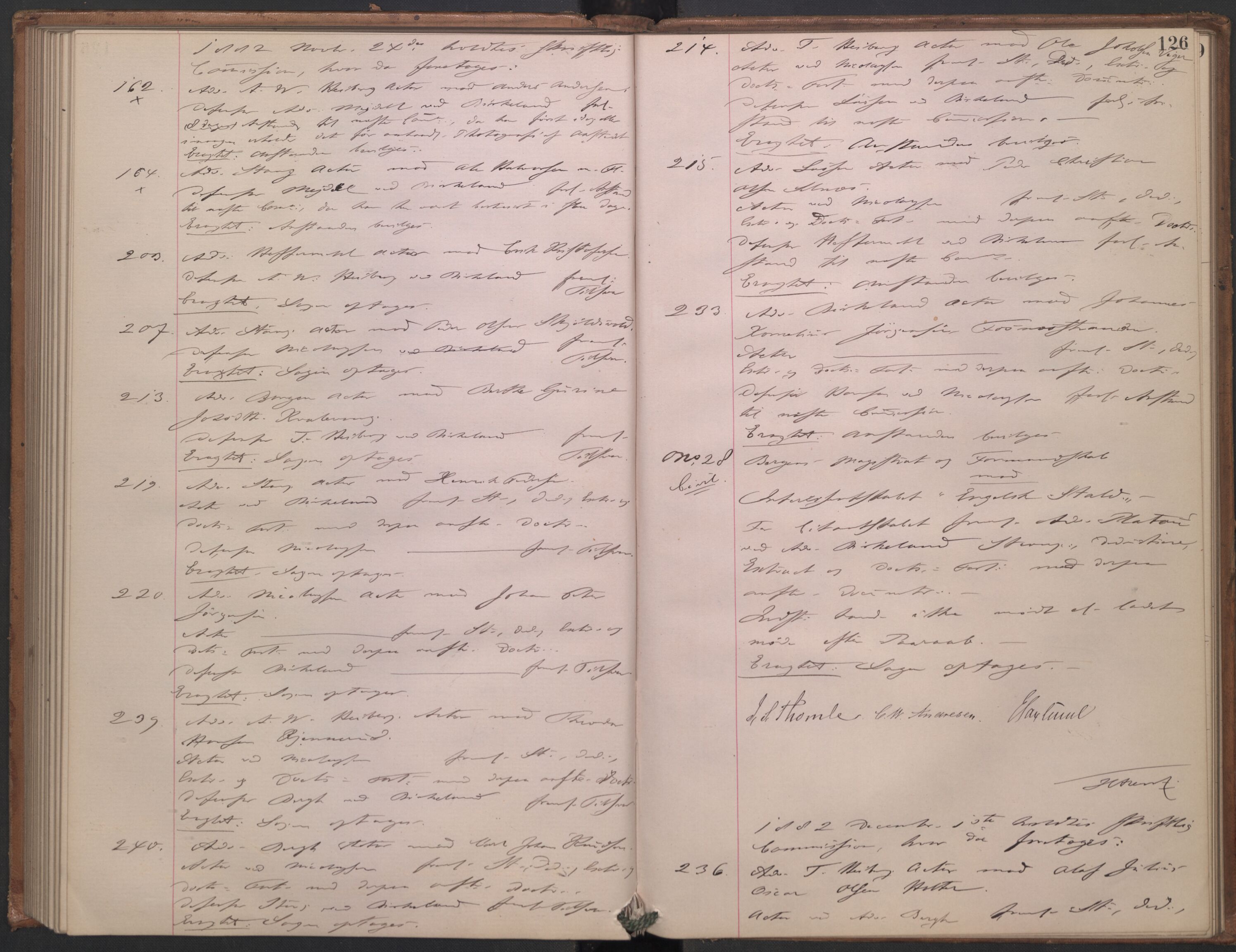 Høyesterett, AV/RA-S-1002/E/Ef/L0014: Protokoll over saker som gikk til skriftlig behandling, 1879-1884, p. 125b-126a