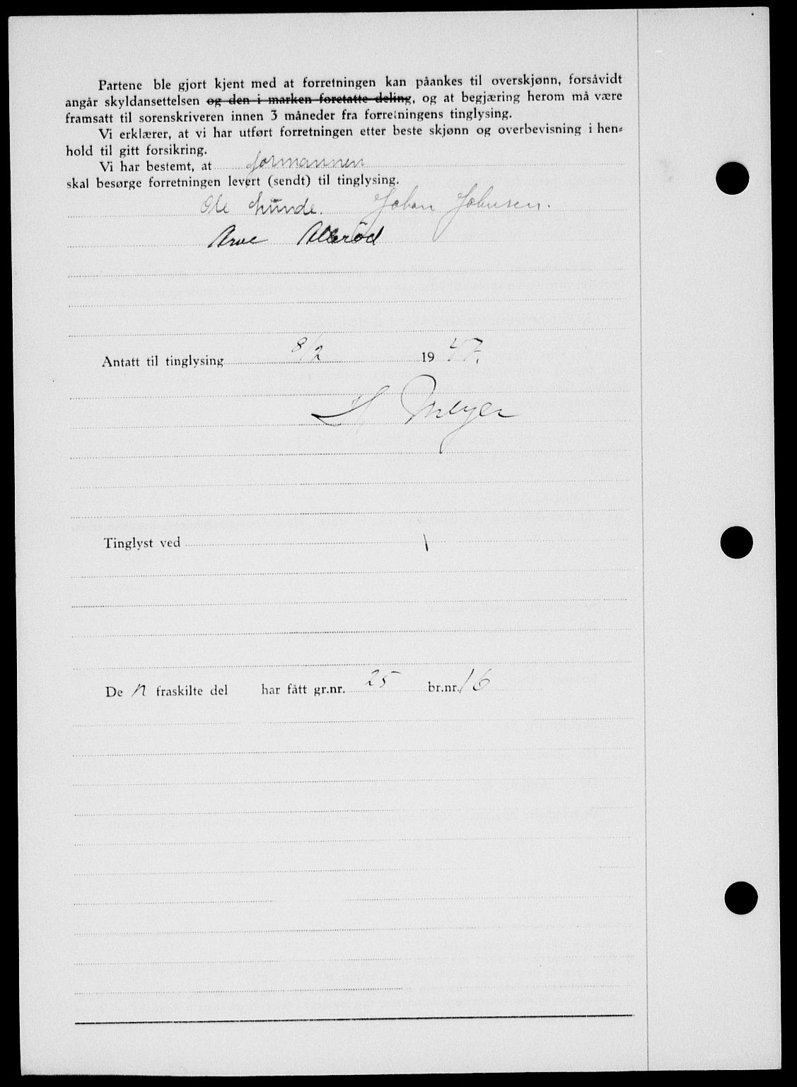 Onsøy sorenskriveri, SAO/A-10474/G/Ga/Gab/L0018: Mortgage book no. II A-18, 1946-1947, Diary no: : 332/1947