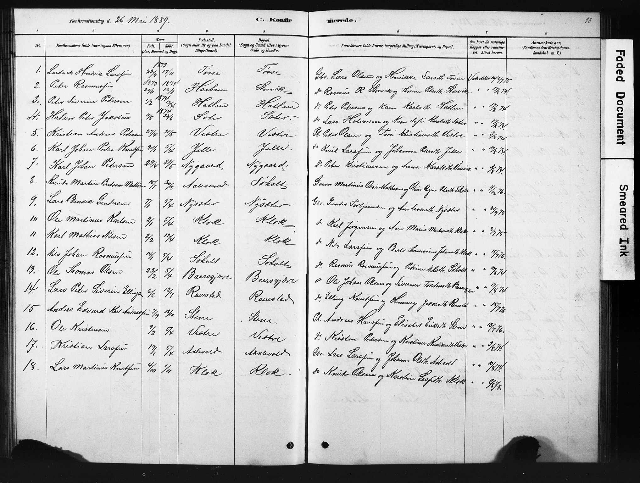Ministerialprotokoller, klokkerbøker og fødselsregistre - Møre og Romsdal, SAT/A-1454/522/L0326: Parish register (copy) no. 522C05, 1878-1890, p. 98