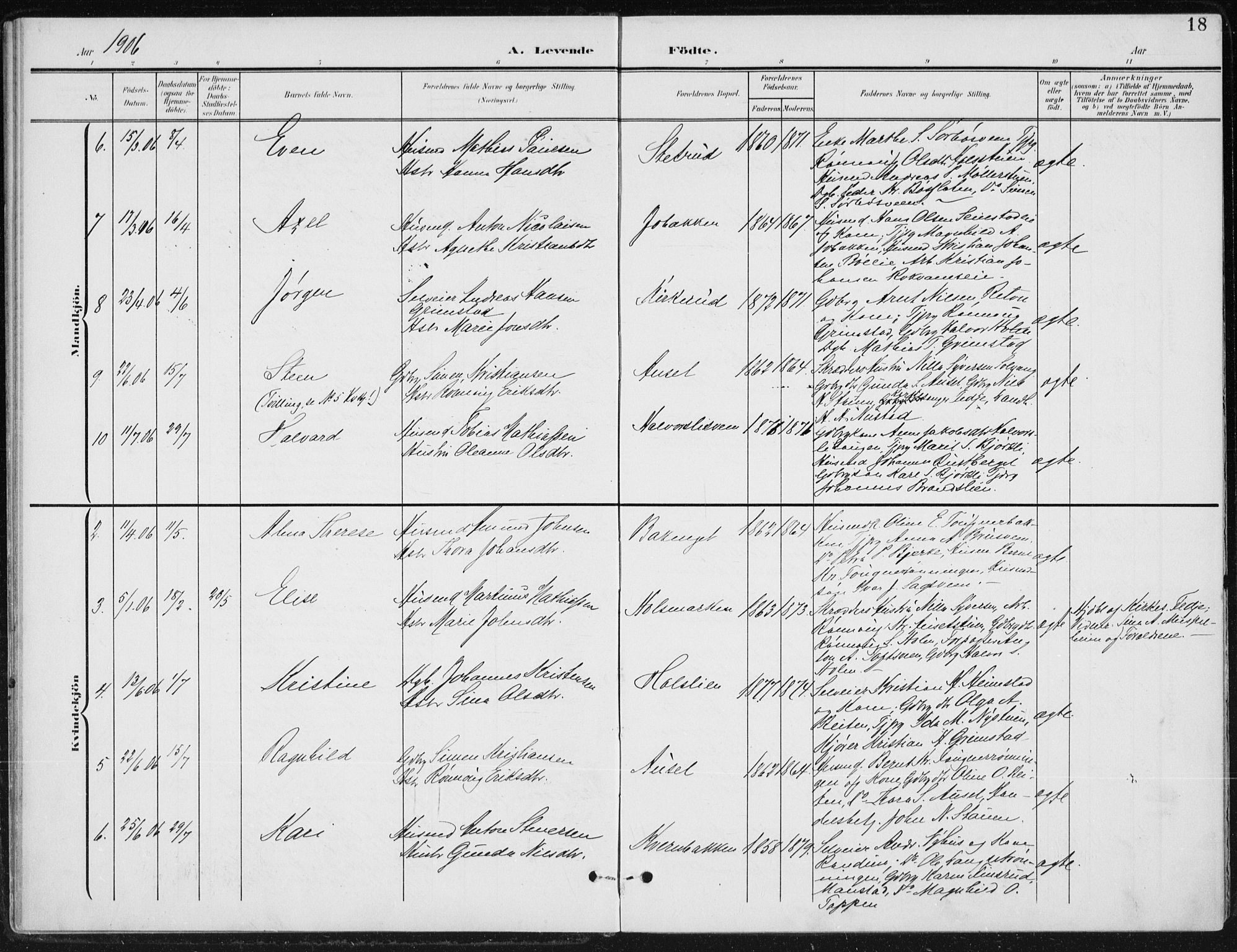 Østre Gausdal prestekontor, AV/SAH-PREST-092/H/Ha/Haa/L0005: Parish register (official) no. 5, 1902-1920, p. 18