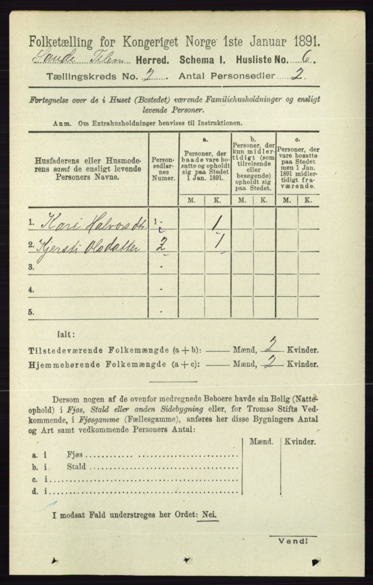 RA, 1891 census for 0822 Sauherad, 1891, p. 394