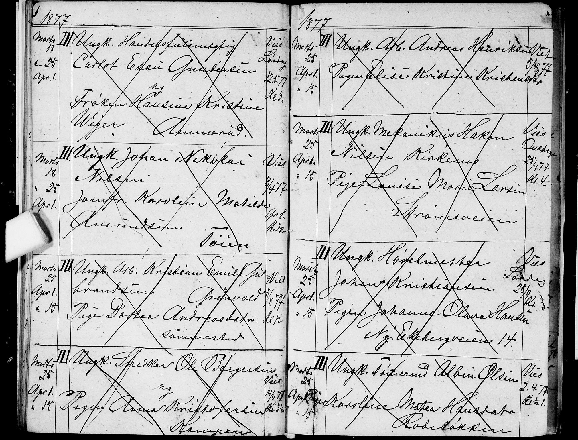 Østre Aker prestekontor Kirkebøker, AV/SAO-A-10840/H/Ha/L0003: Banns register no. I 3, 1873-1878