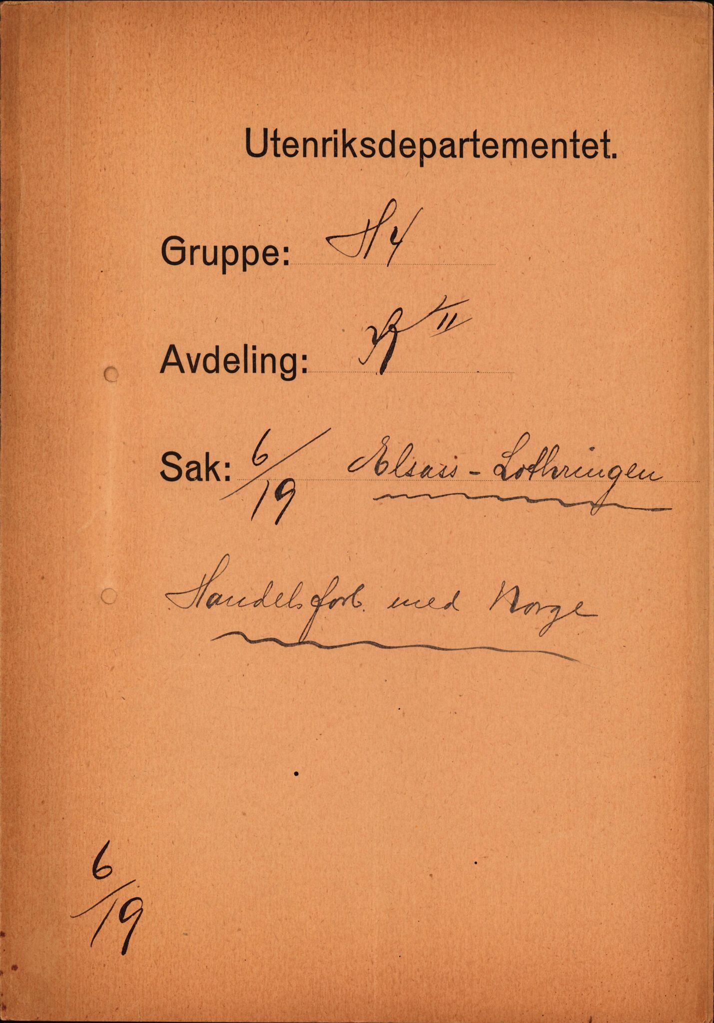 Utenriksdepartementet, AV/RA-S-2259, 1919, p. 1