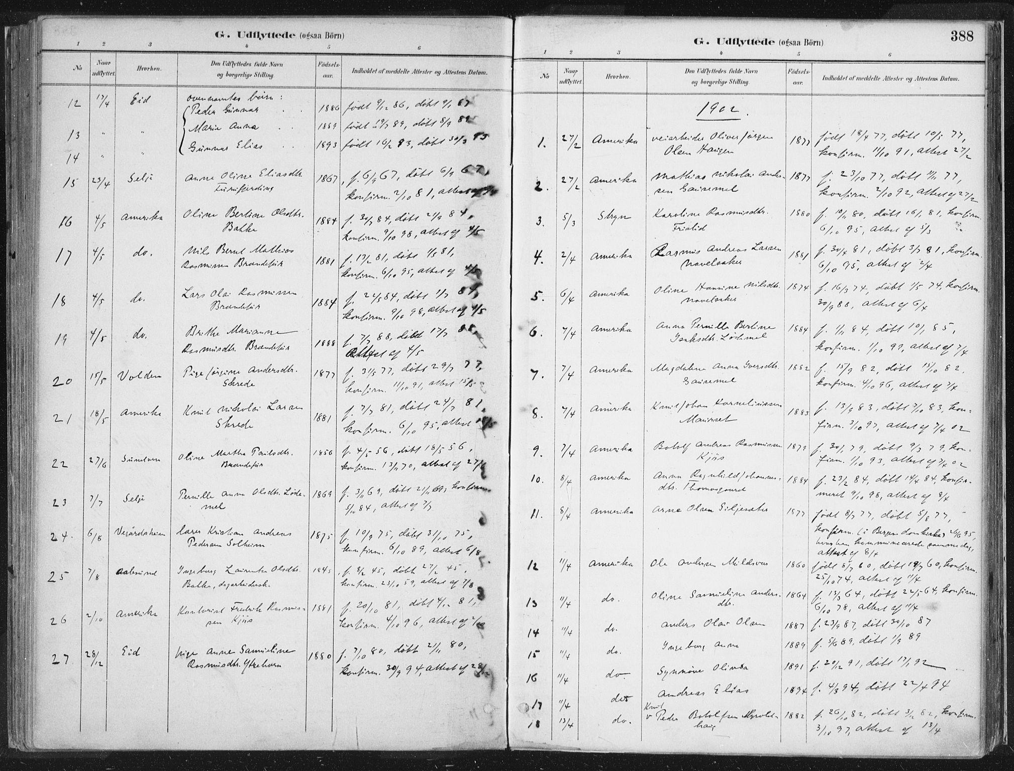 Hornindal sokneprestembete, SAB/A-82401/H/Haa/Haaa/L0003/0002: Parish register (official) no. A 3B, 1885-1917, p. 388