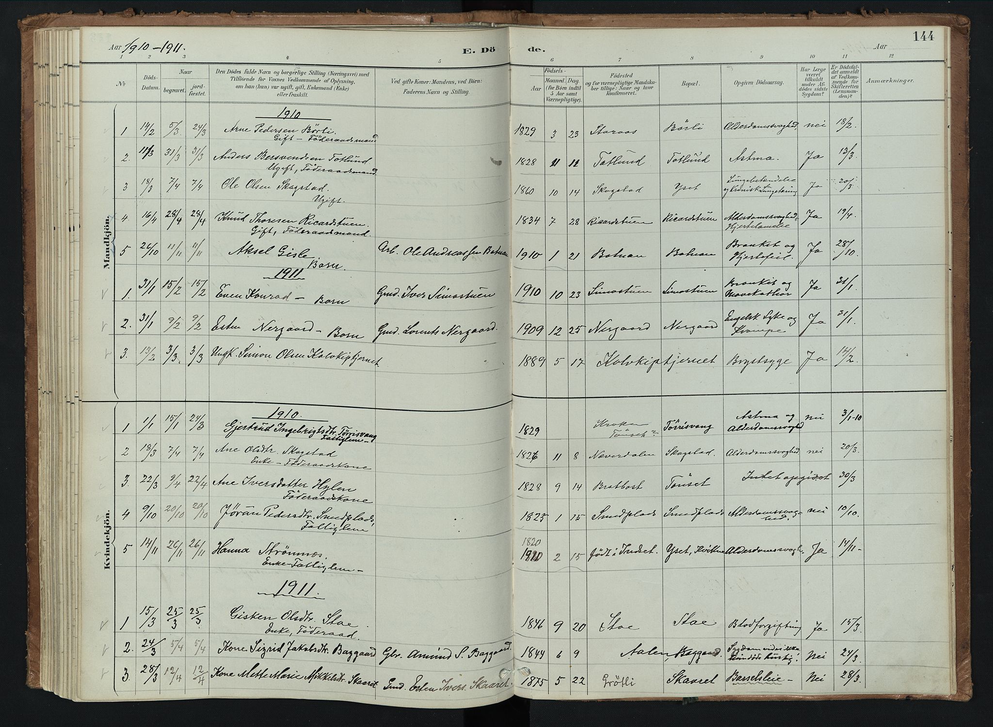 Kvikne prestekontor, AV/SAH-PREST-064/H/Ha/Haa/L0008: Parish register (official) no. 8, 1887-1911, p. 144