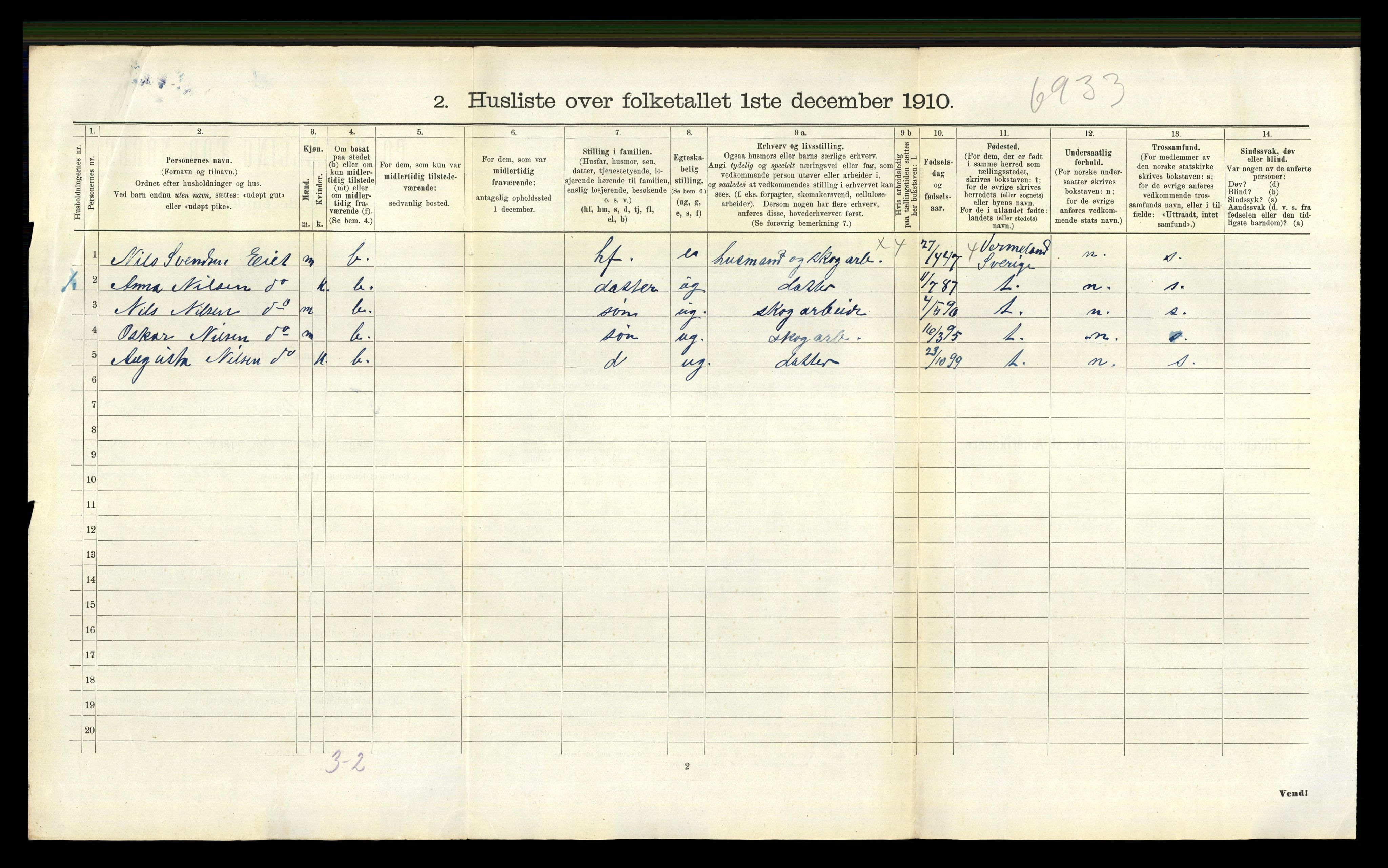 RA, 1910 census for Bamble, 1910, p. 1209