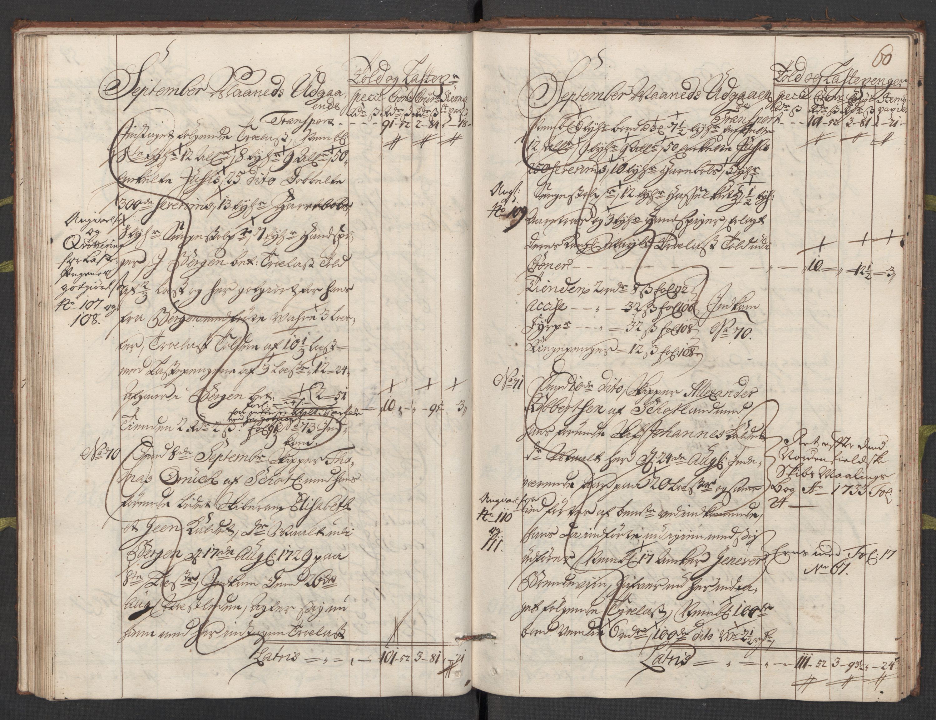 Generaltollkammeret, tollregnskaper, AV/RA-EA-5490/R24/L0009/0001: Tollregnskaper Sunnhordland / Hovedtollbok, 1733, p. 59b-60a