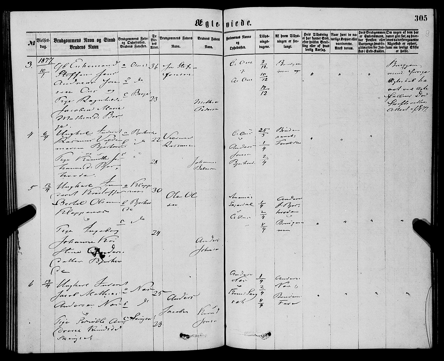 Eid sokneprestembete, AV/SAB-A-82301/H/Haa/Haaa/L0010: Parish register (official) no. A 10, 1867-1878, p. 305