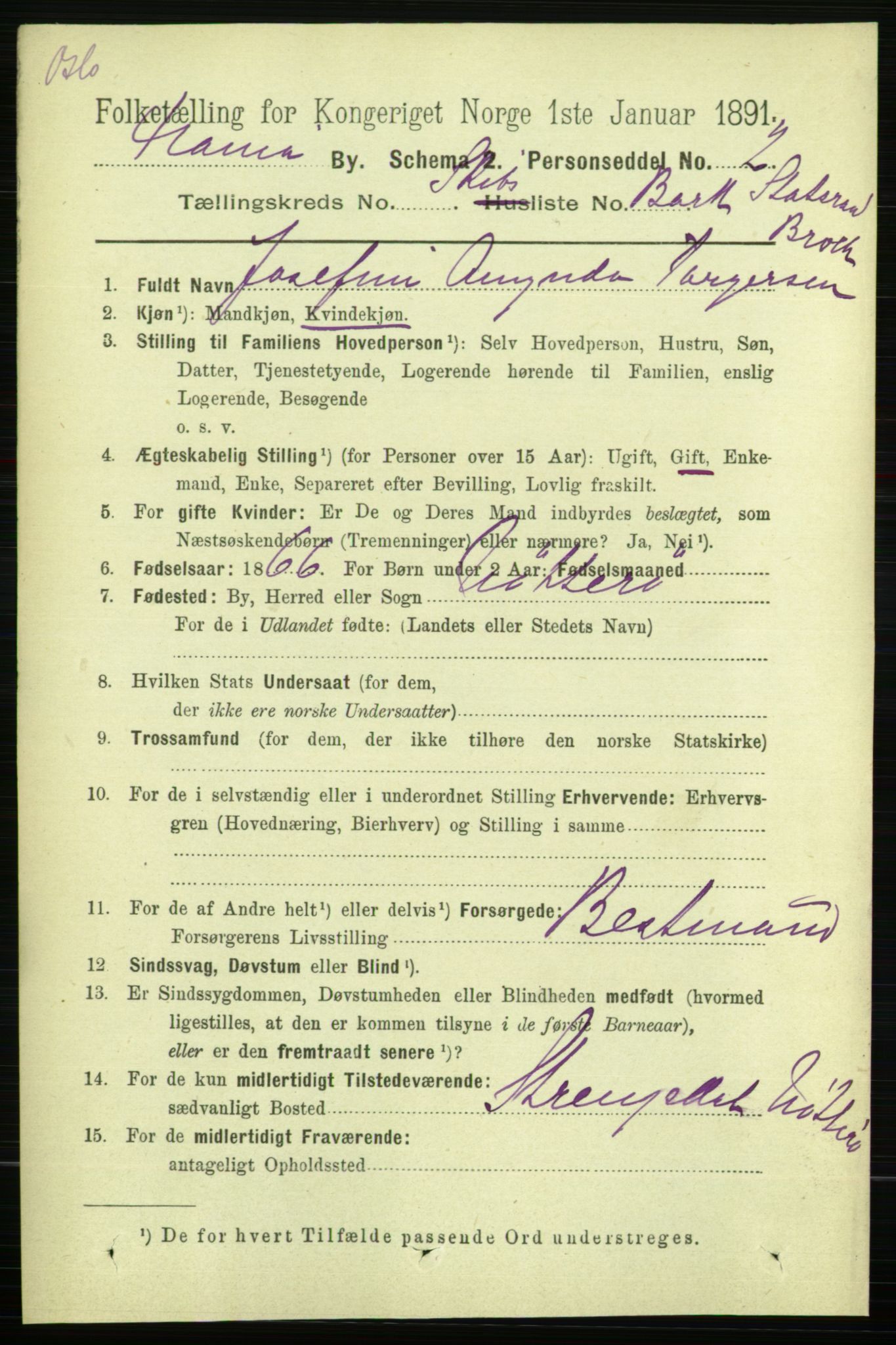 RA, 1891 census for 0301 Kristiania, 1891, p. 122796