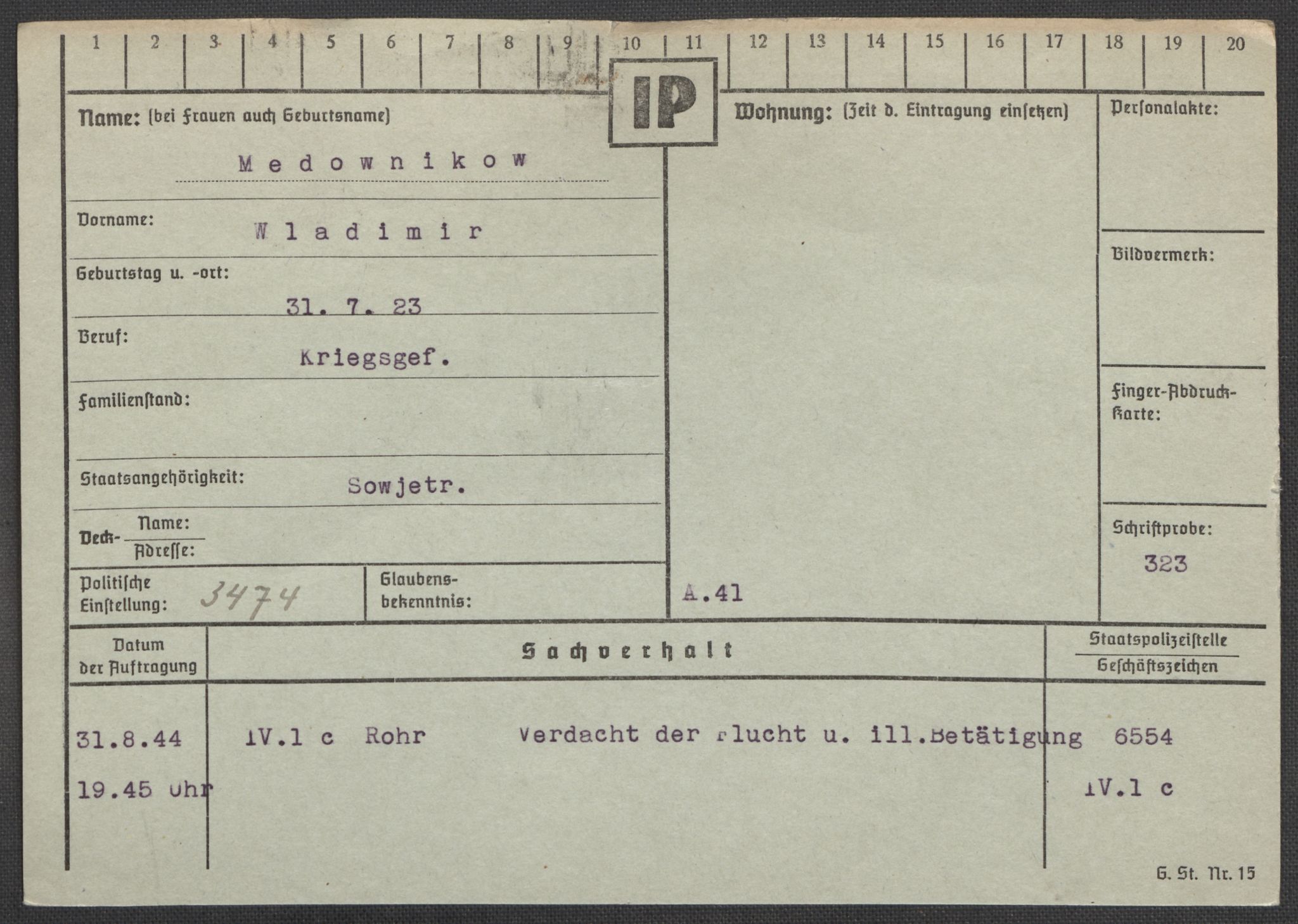 Befehlshaber der Sicherheitspolizei und des SD, RA/RAFA-5969/E/Ea/Eaa/L0007: Register over norske fanger i Møllergata 19: Lundb-N, 1940-1945, p. 486