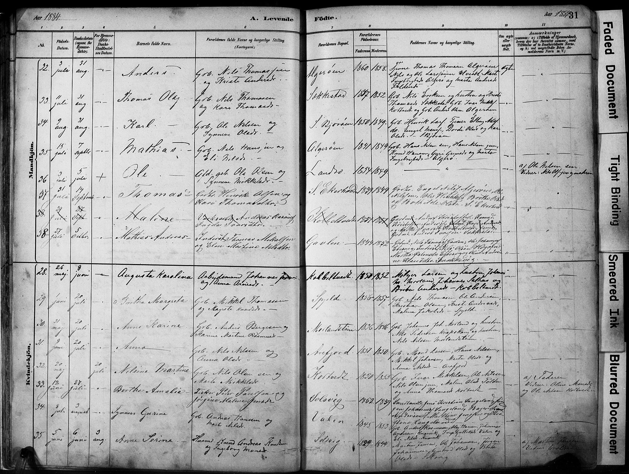 Fjell sokneprestembete, SAB/A-75301/H/Hab: Parish register (copy) no. A 4, 1880-1899, p. 31