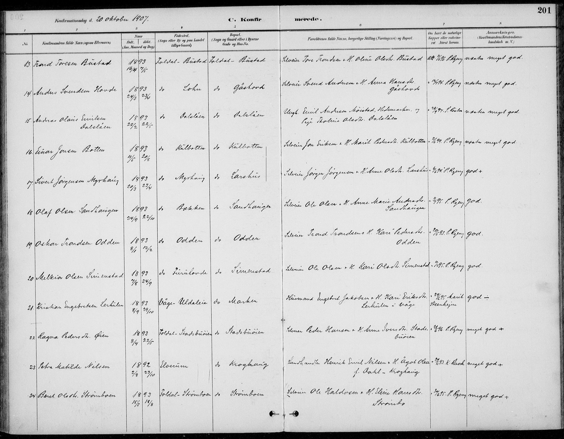 Alvdal prestekontor, SAH/PREST-060/H/Ha/Haa/L0003: Parish register (official) no. 3, 1886-1912, p. 201