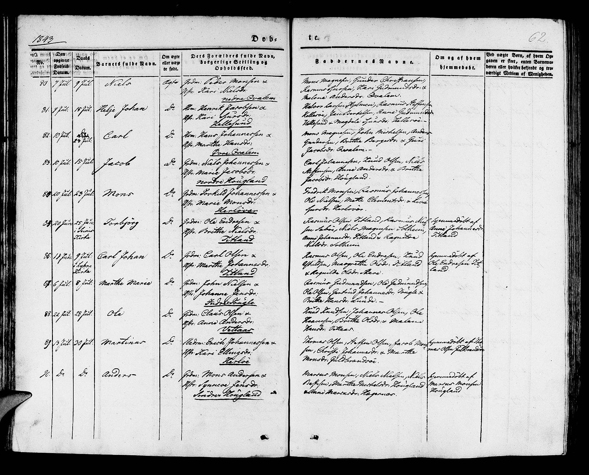 Manger sokneprestembete, AV/SAB-A-76801/H/Haa: Parish register (official) no. A 5, 1839-1848, p. 62