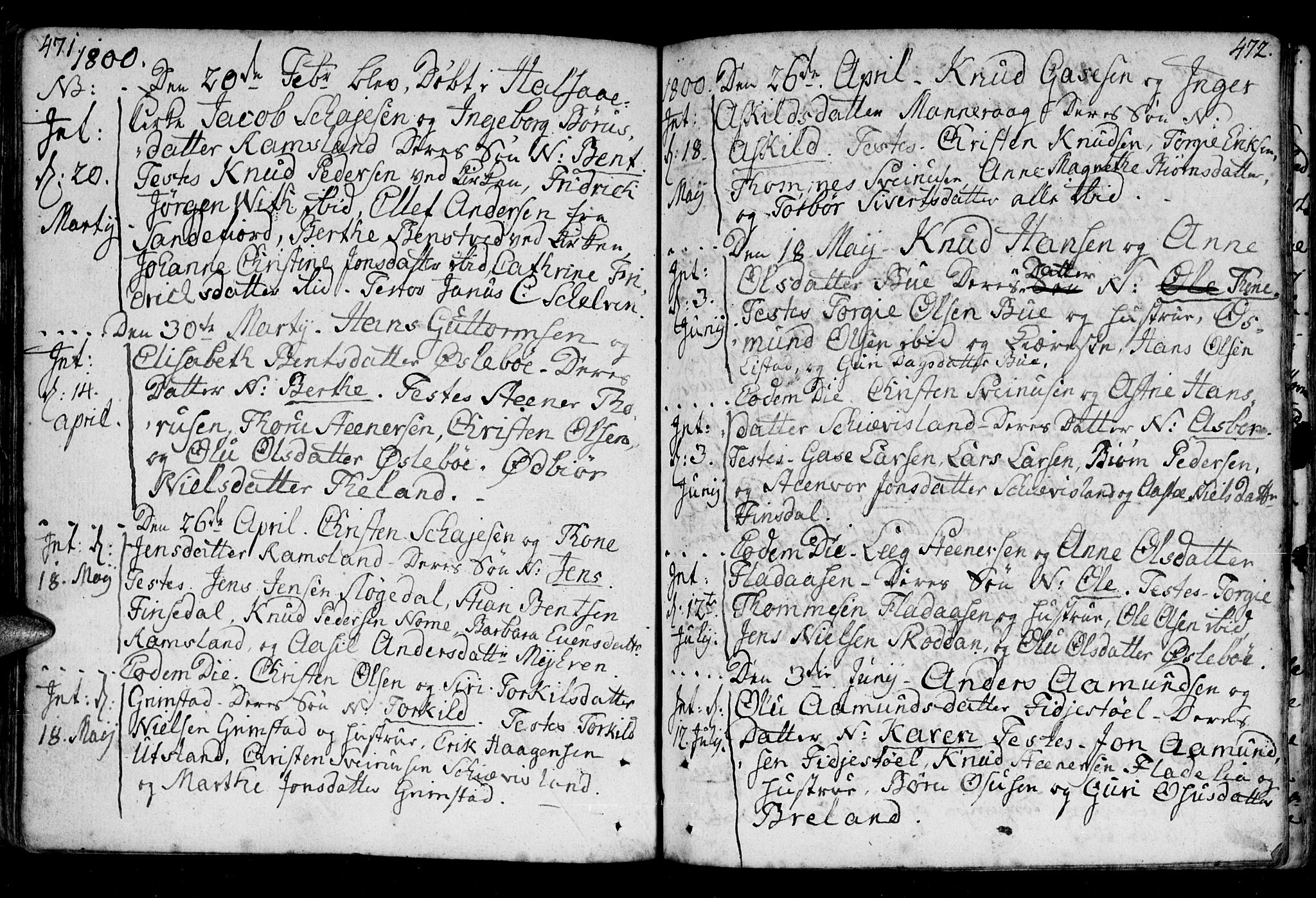 Holum sokneprestkontor, AV/SAK-1111-0022/F/Fa/Fac/L0001: Parish register (official) no. A 1, 1773-1820, p. 471-472