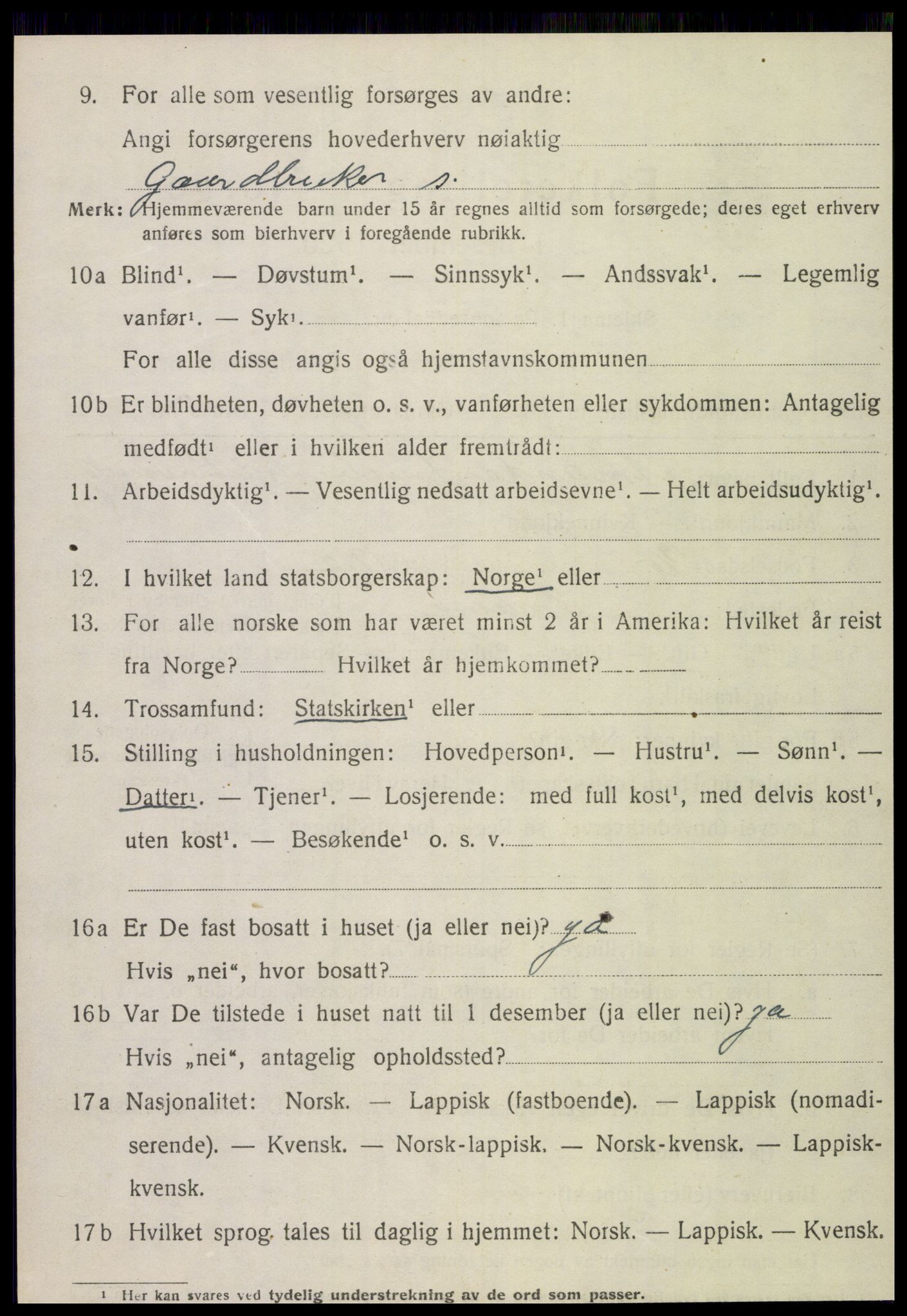 SAT, 1920 census for Snåsa, 1920, p. 5019