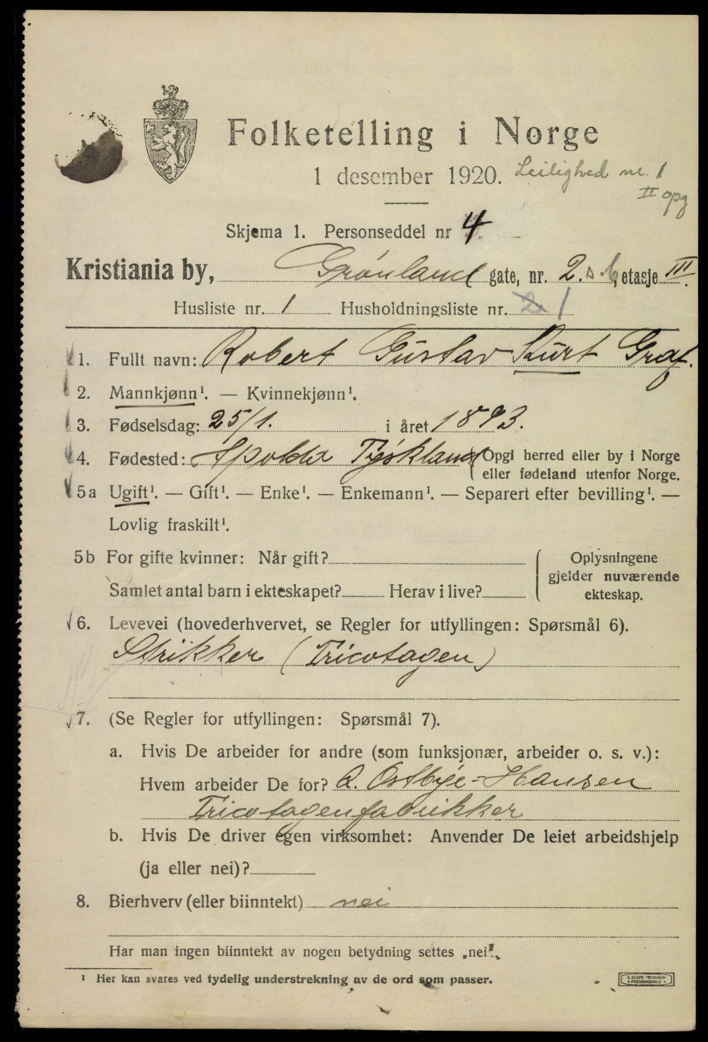 SAO, 1920 census for Kristiania, 1920, p. 254597